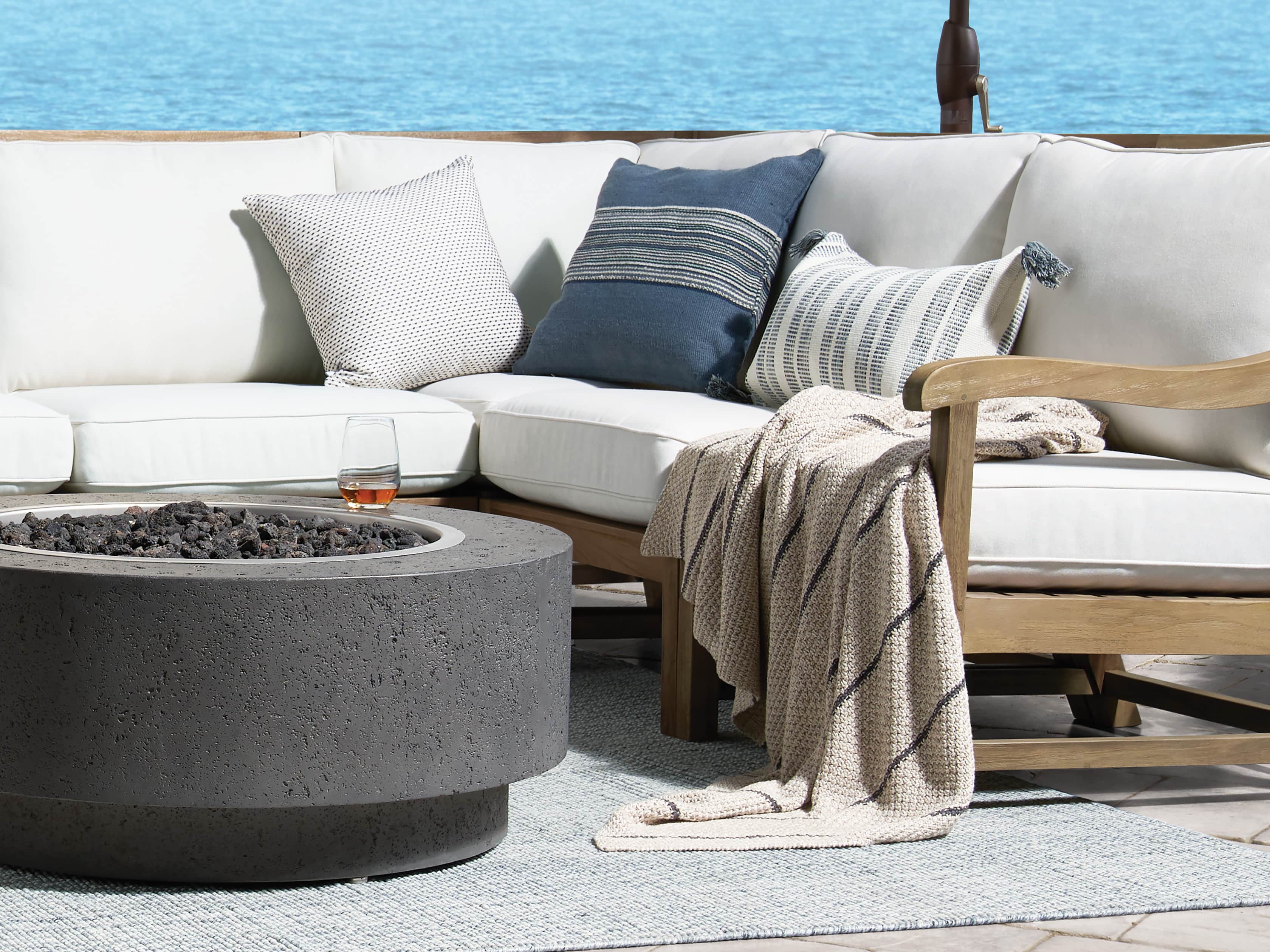 Ingleside Striped Outdoor Lumbar Pillow in Blue, slide 7 of 7