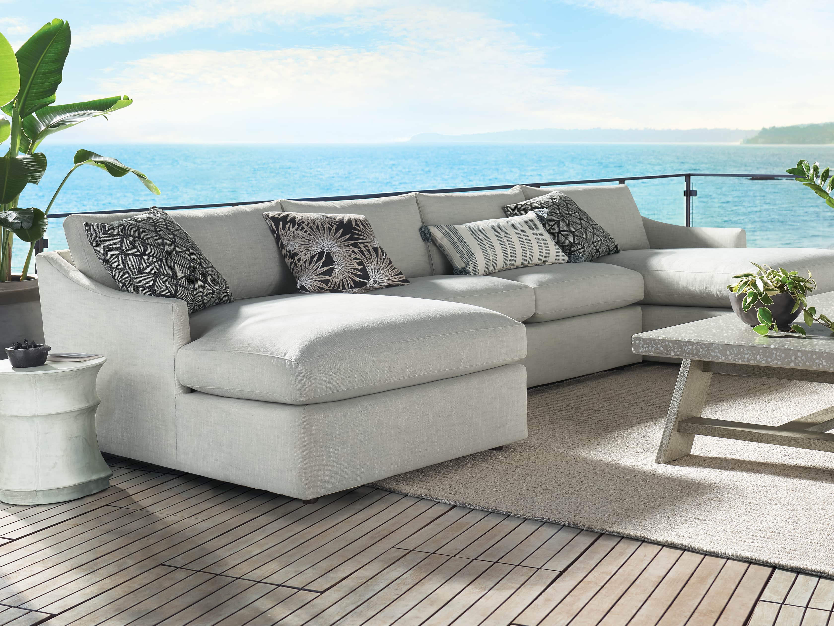 Ingleside Striped Outdoor Lumbar Pillow in Blue, slide 6 of 7