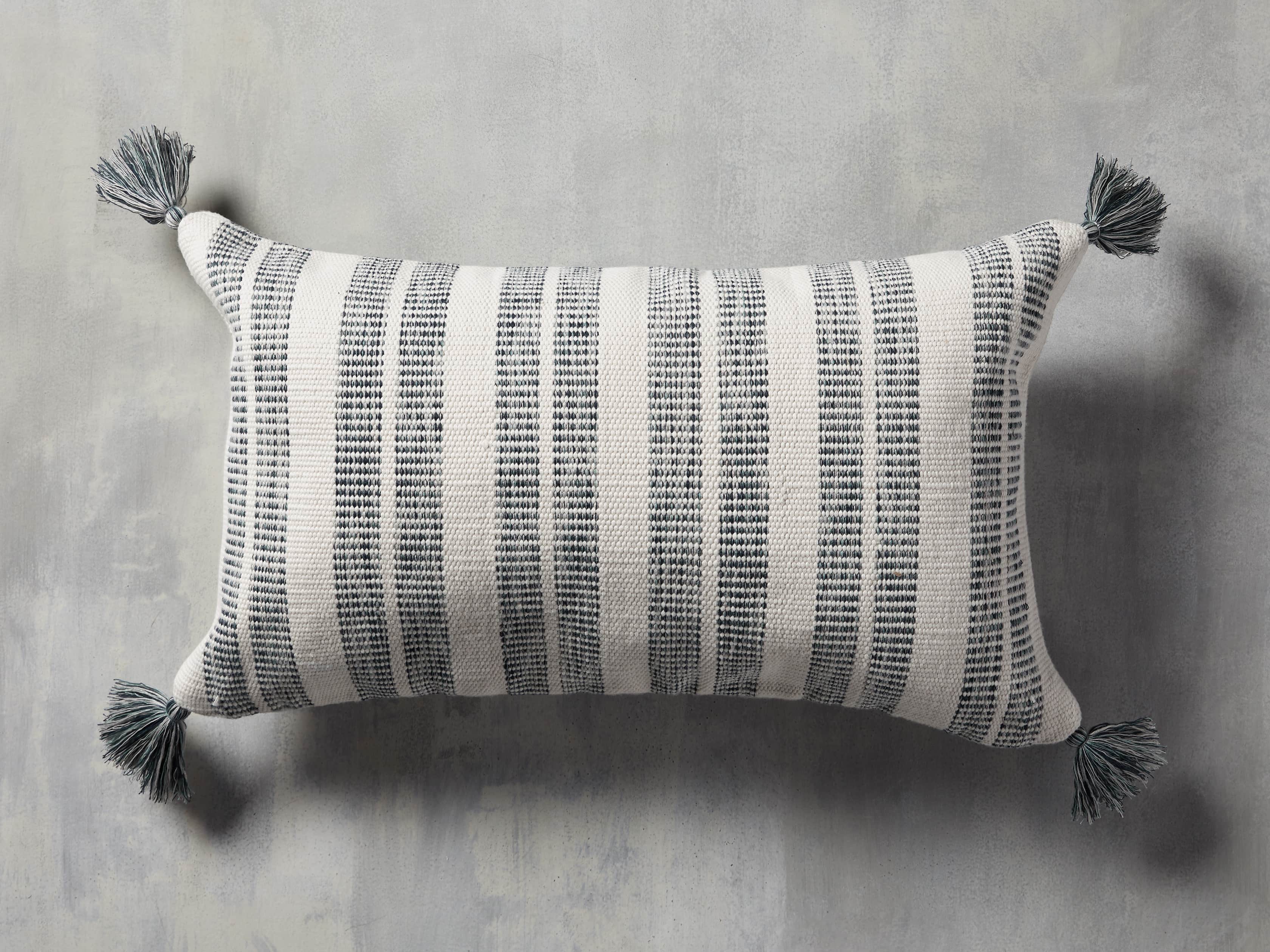 Ingleside Striped Outdoor Lumbar Pillow in Blue, slide 1 of 7