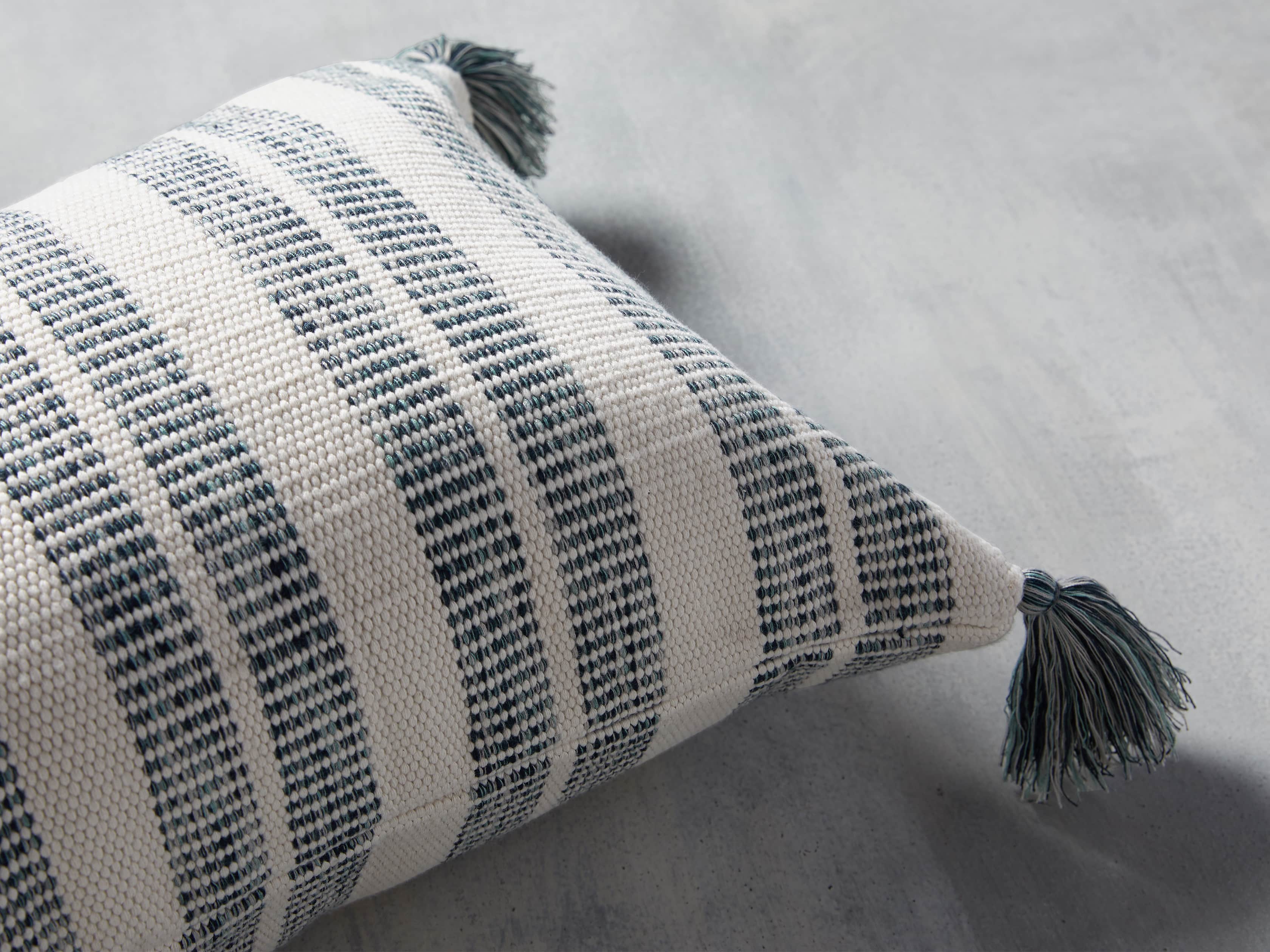 Ingleside Striped Outdoor Lumbar Pillow in Blue, slide 2 of 7