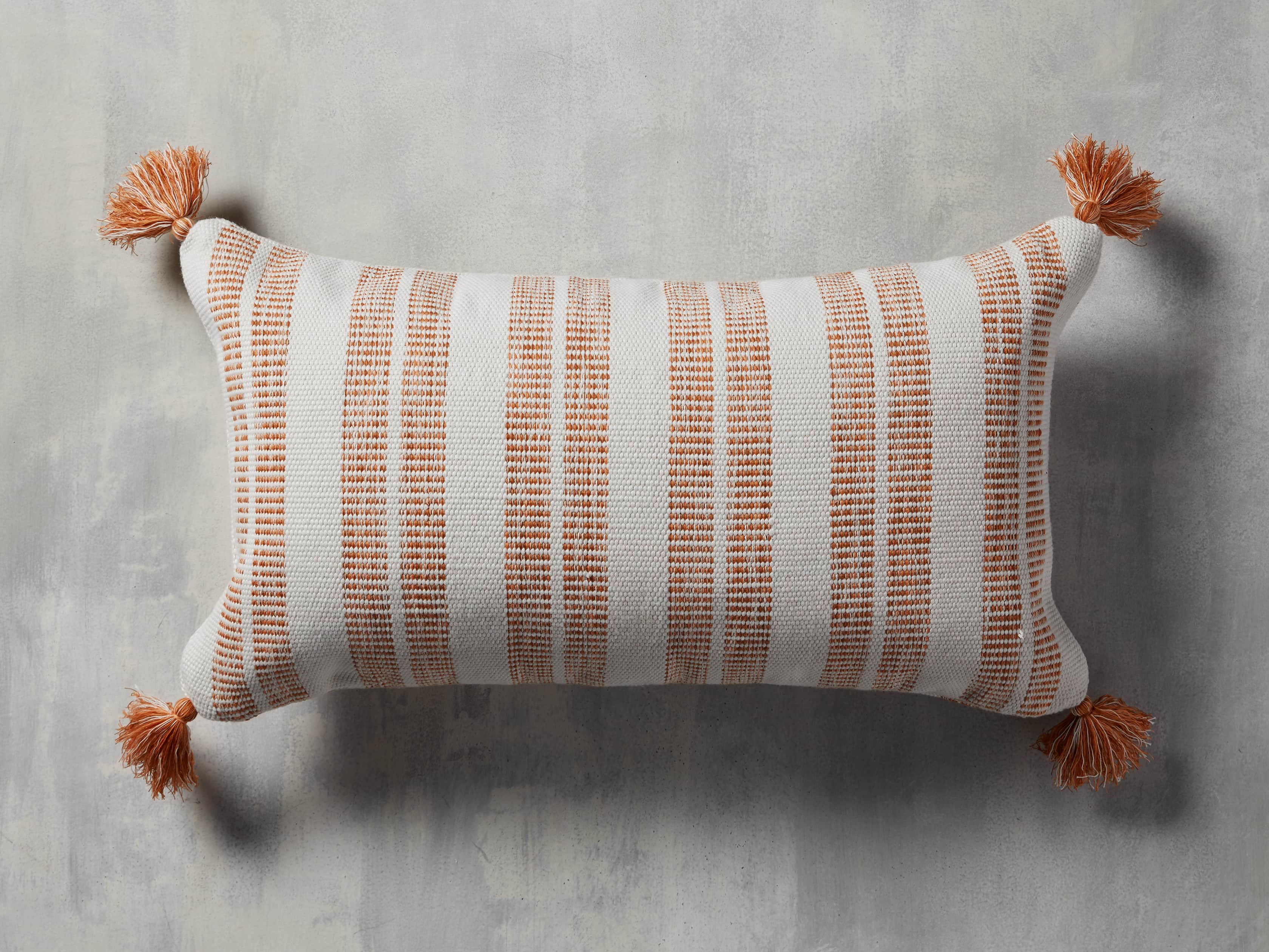 Ingleside Striped Outdoor Lumbar Pillow in Terracotta, slide 1 of 5