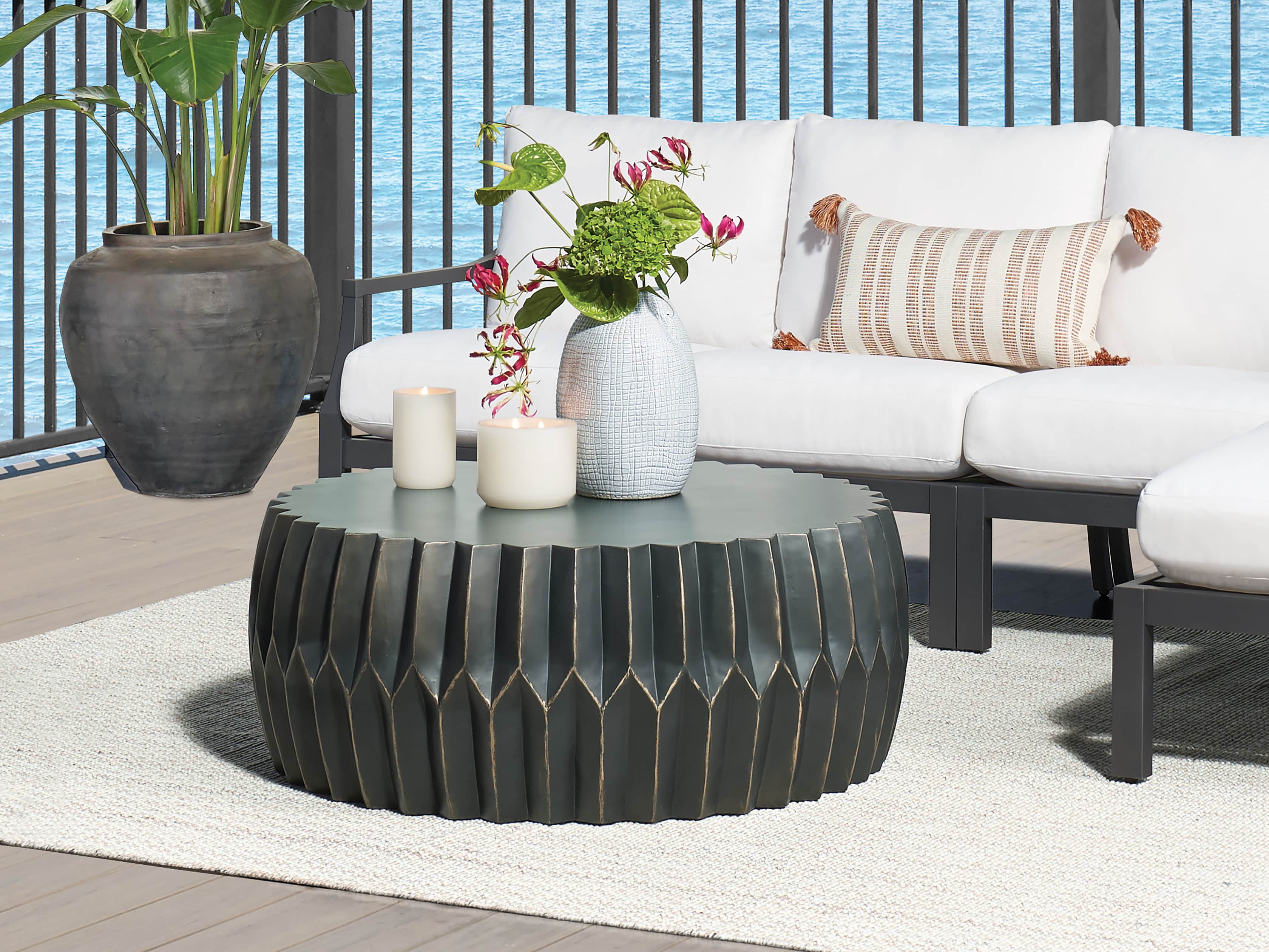 Ingleside Striped Outdoor Lumbar Pillow in Terracotta, slide 4 of 5