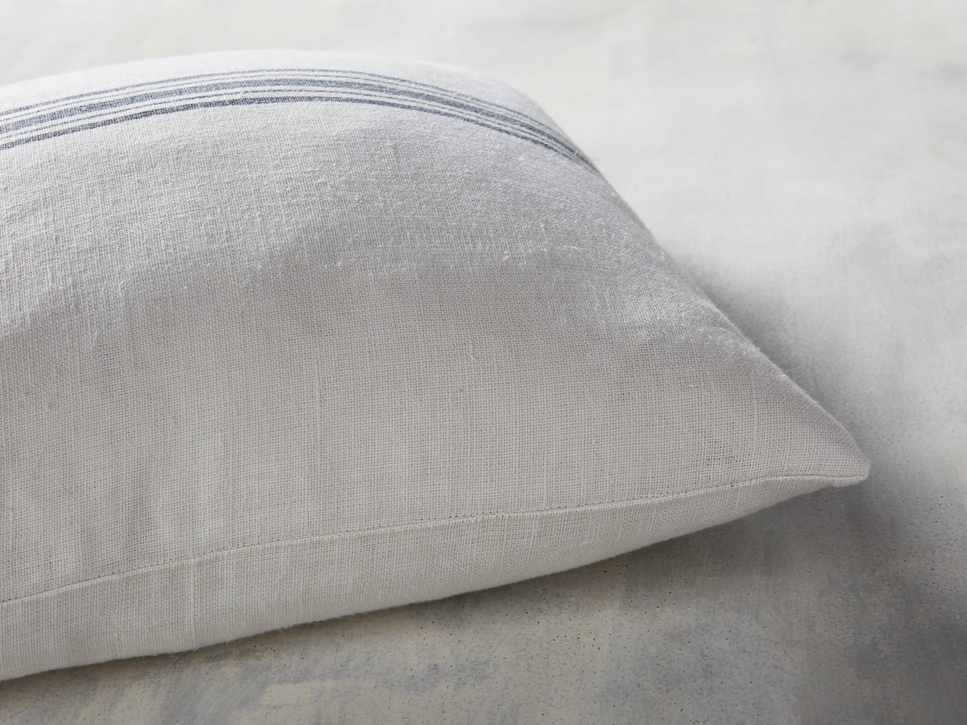 French Striped Pillow in White and Navy, slide 4 of 7