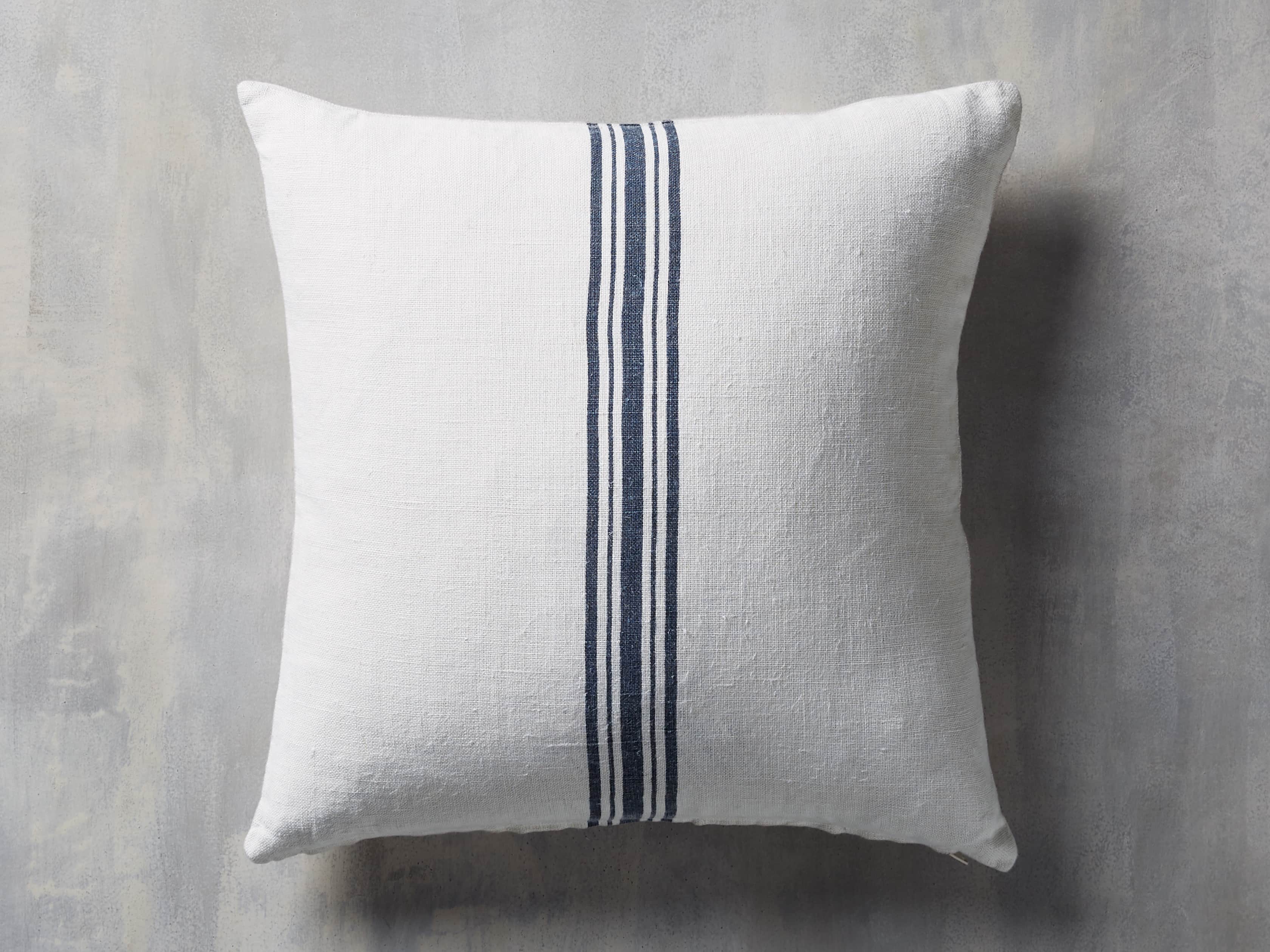French Striped Pillow in White and Navy, slide 2 of 7