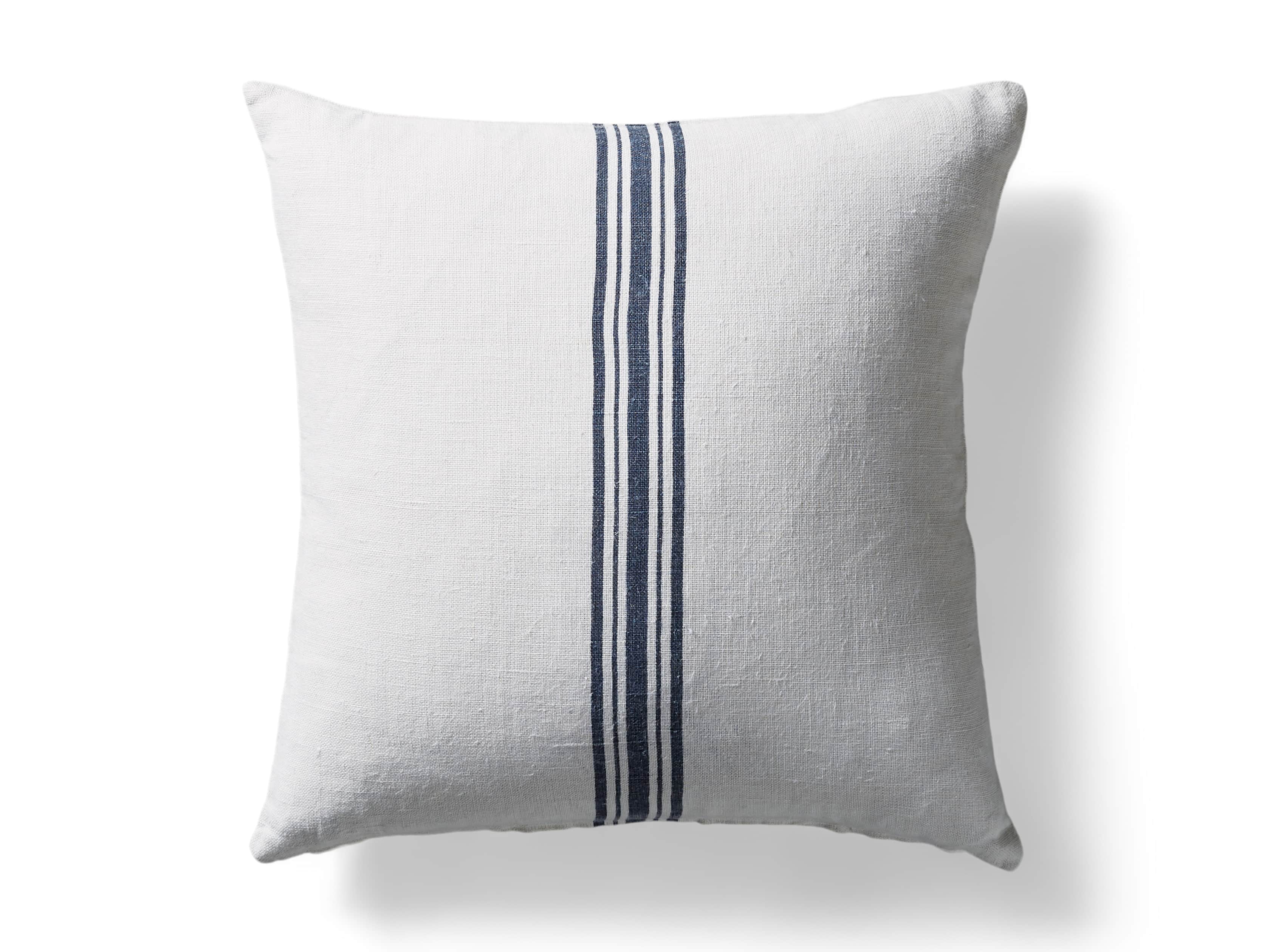 French Striped Pillow in White and Navy, slide 5 of 7