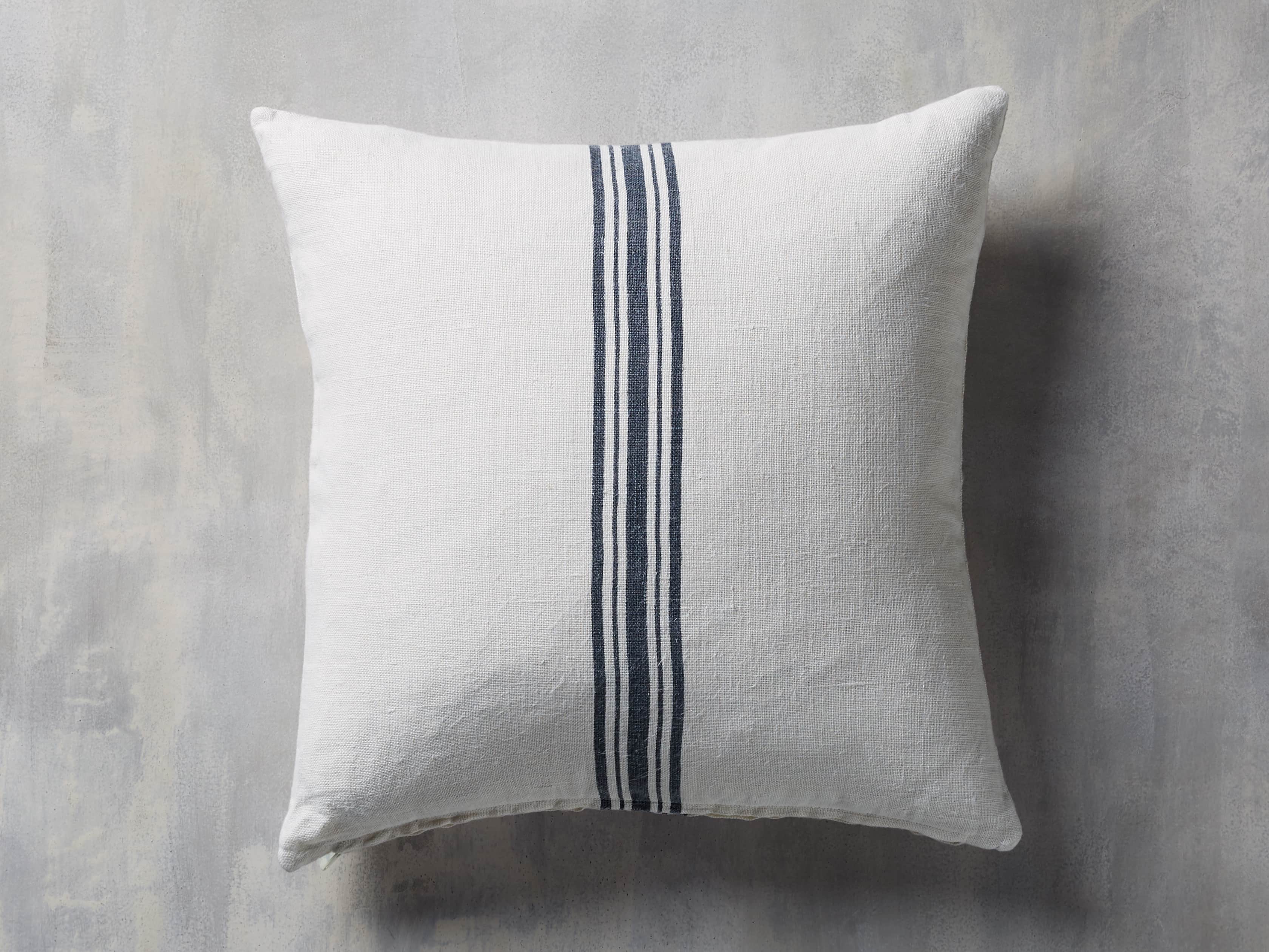 French Striped Pillow in White and Navy, slide 3 of 7