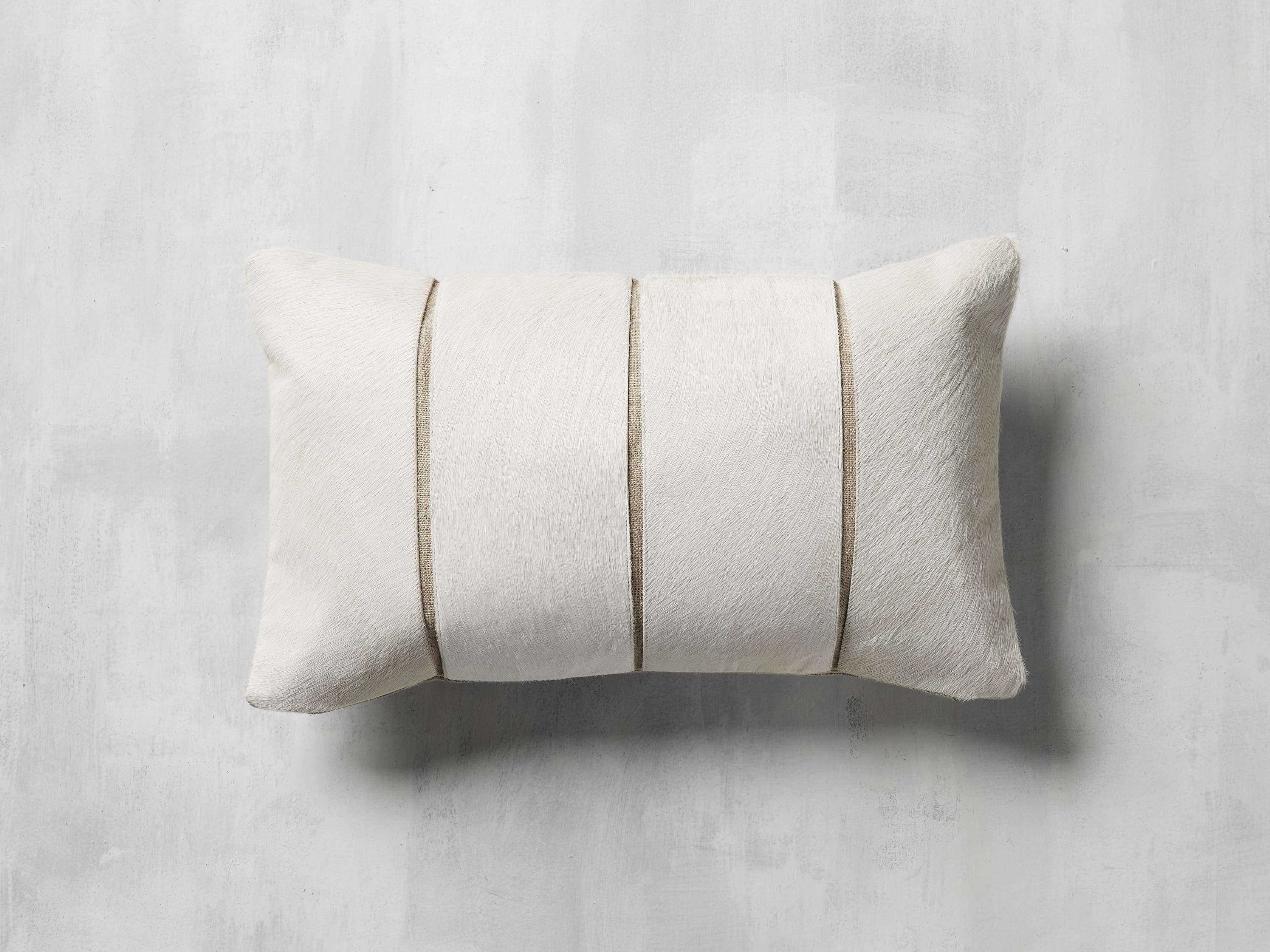 Channel-Stitch Hide Lumbar Pillow Cover in Hair on Natural | Arhaus