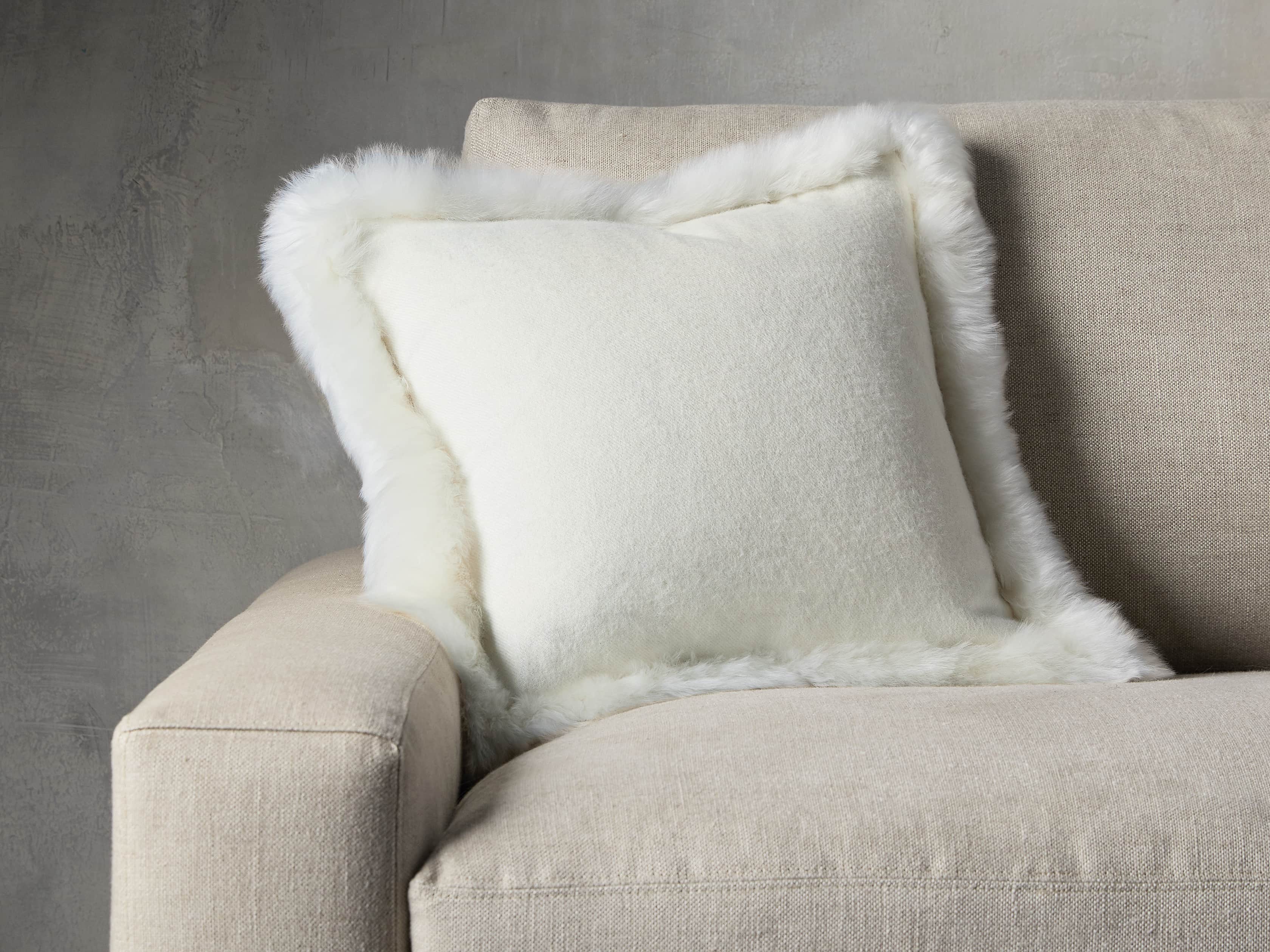 Alpaca Border Pillow in Ivory, slide 1 of 3
