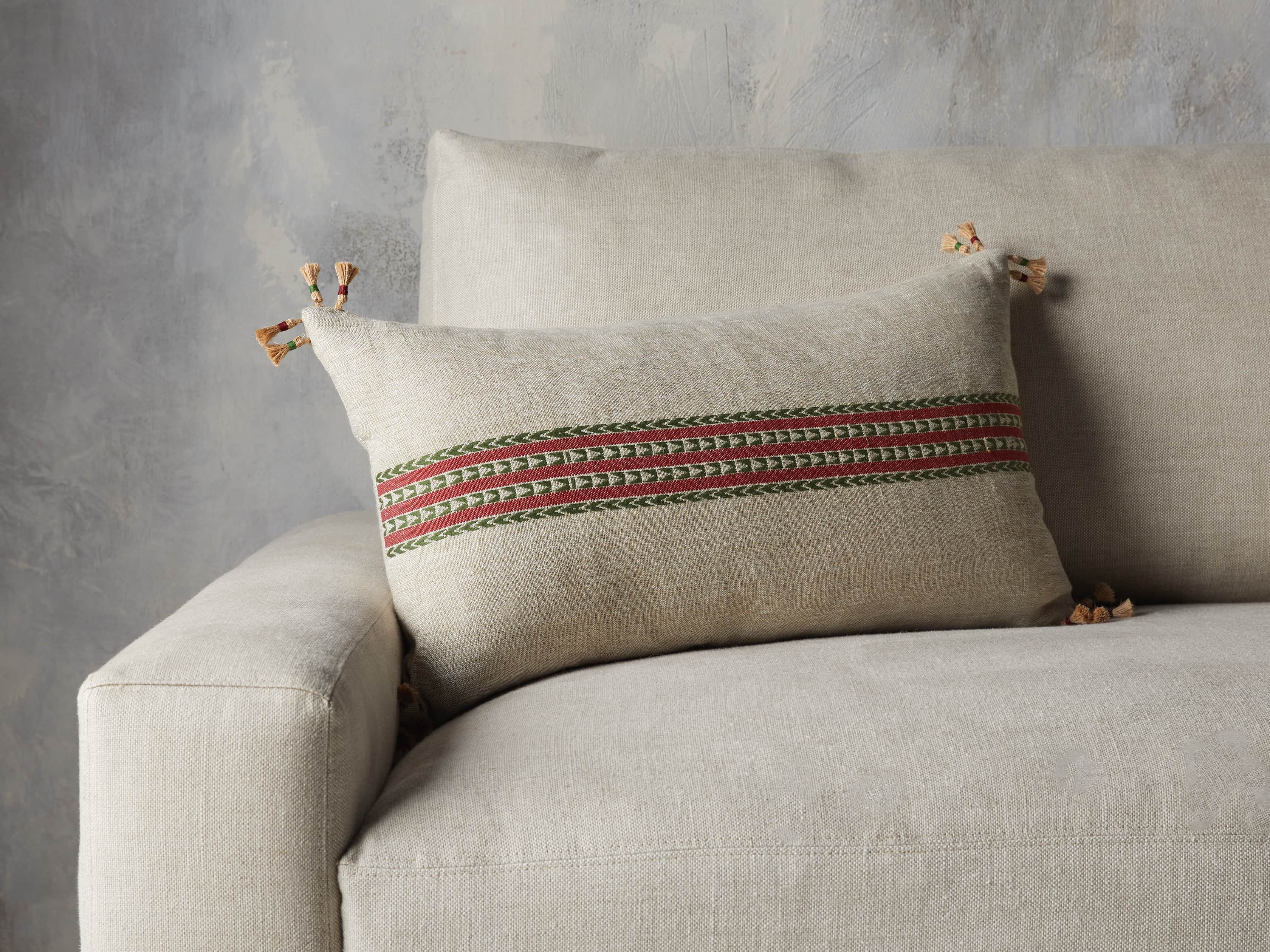 Natural Jute Stripe Lumbar Pillow Cover, slide 4 of 5