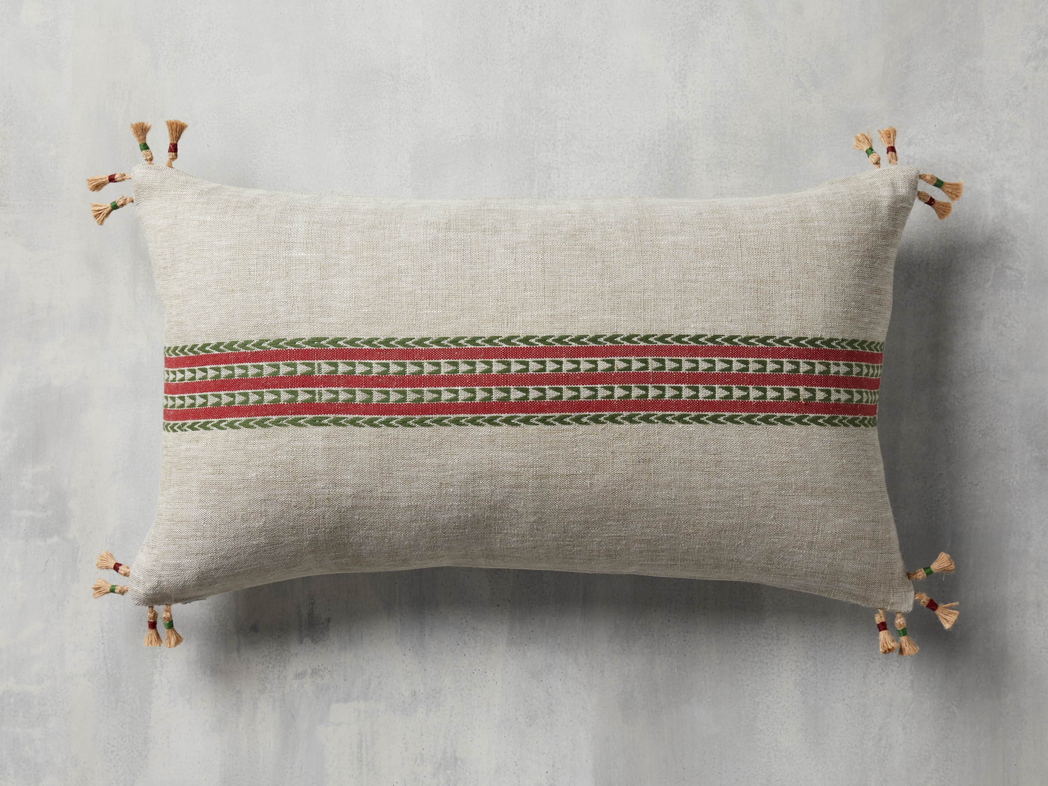 Natural Jute Stripe Lumbar Pillow Cover, slide 1 of 5