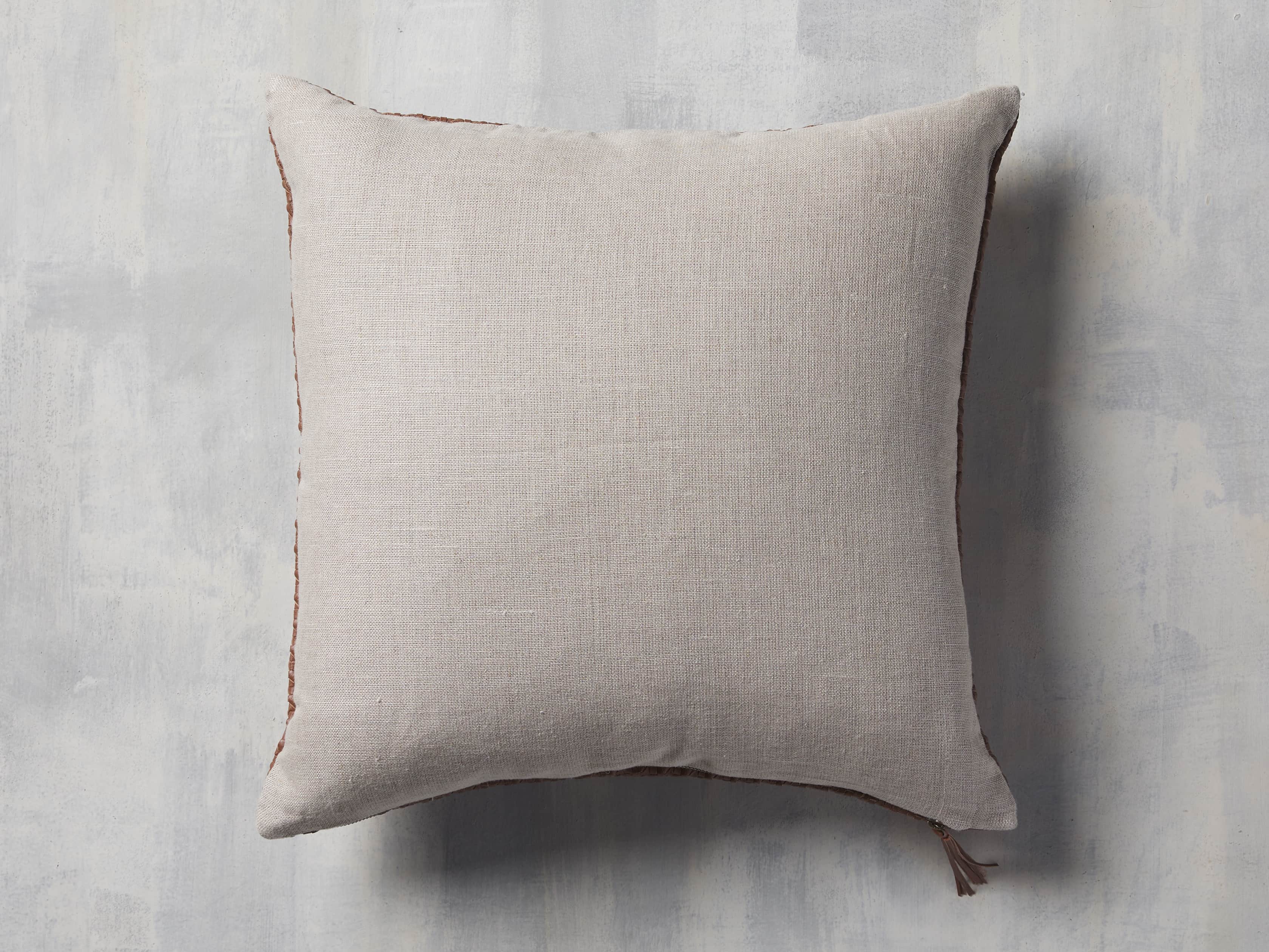 Leather Honeycomb Pillow Cover in Tan, slide 2 of 5