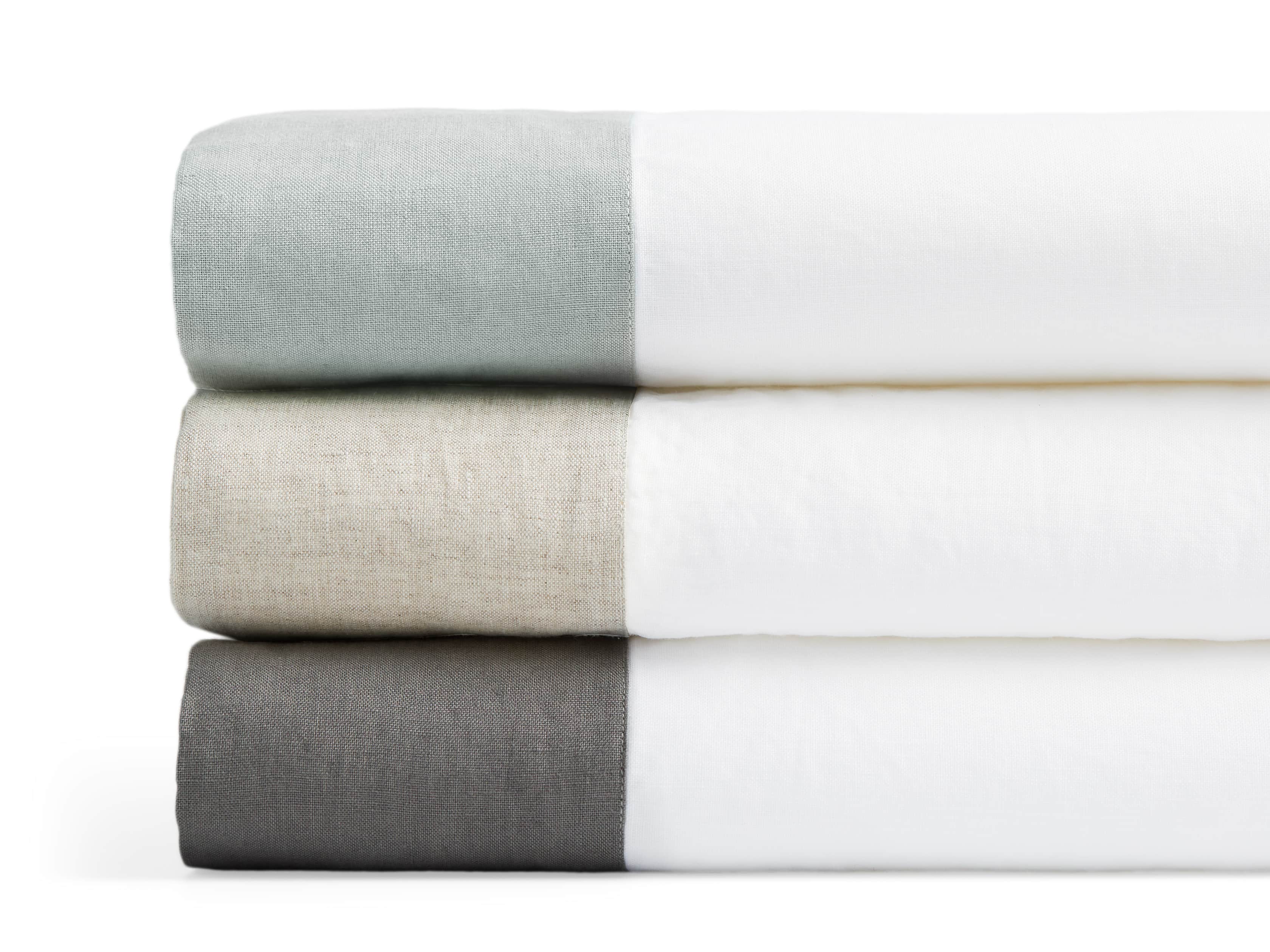 Queen Italian Linen Border Duvet in Charcoal, slide 3 of 3