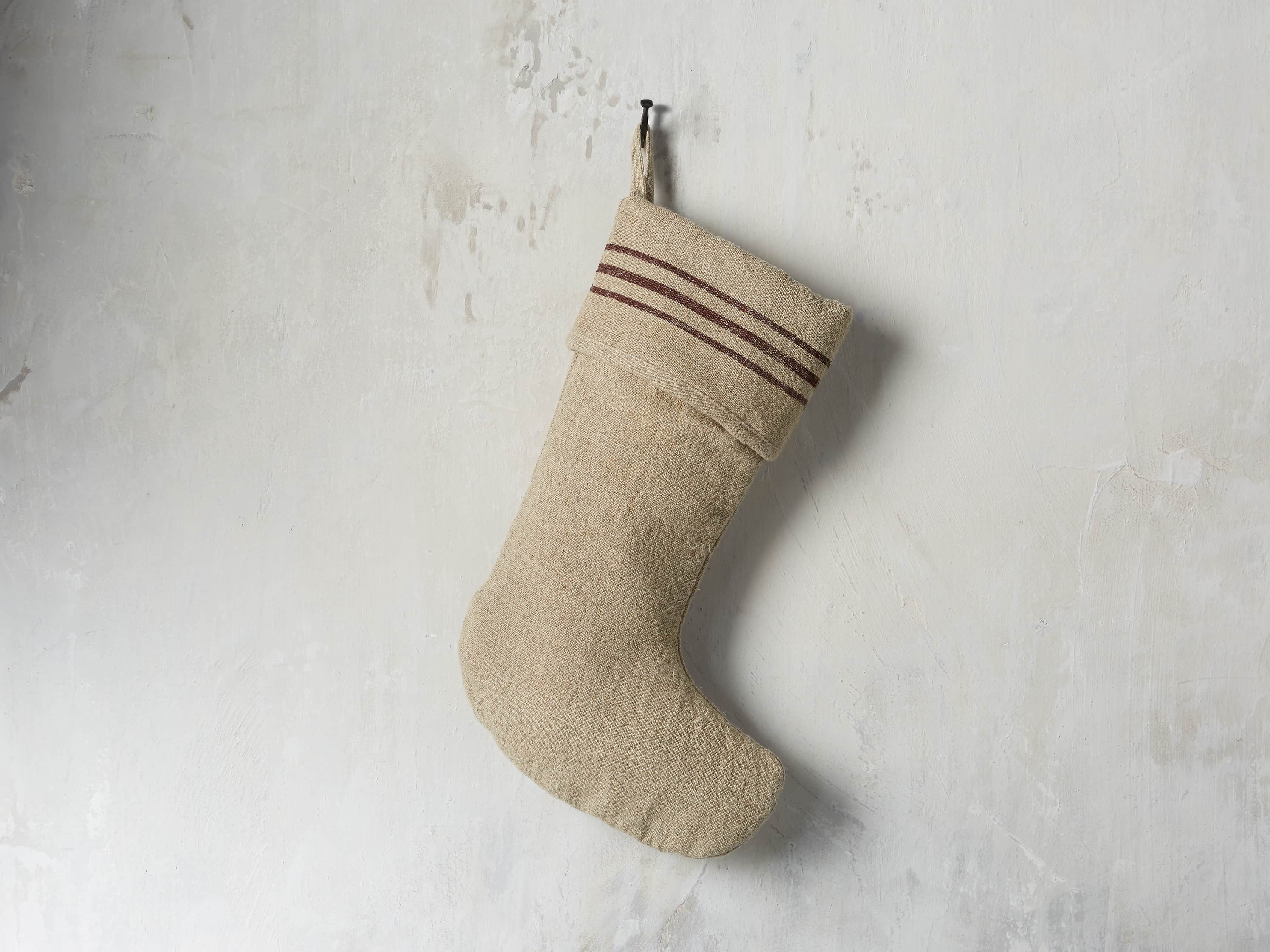 Stripped Linen Stocking