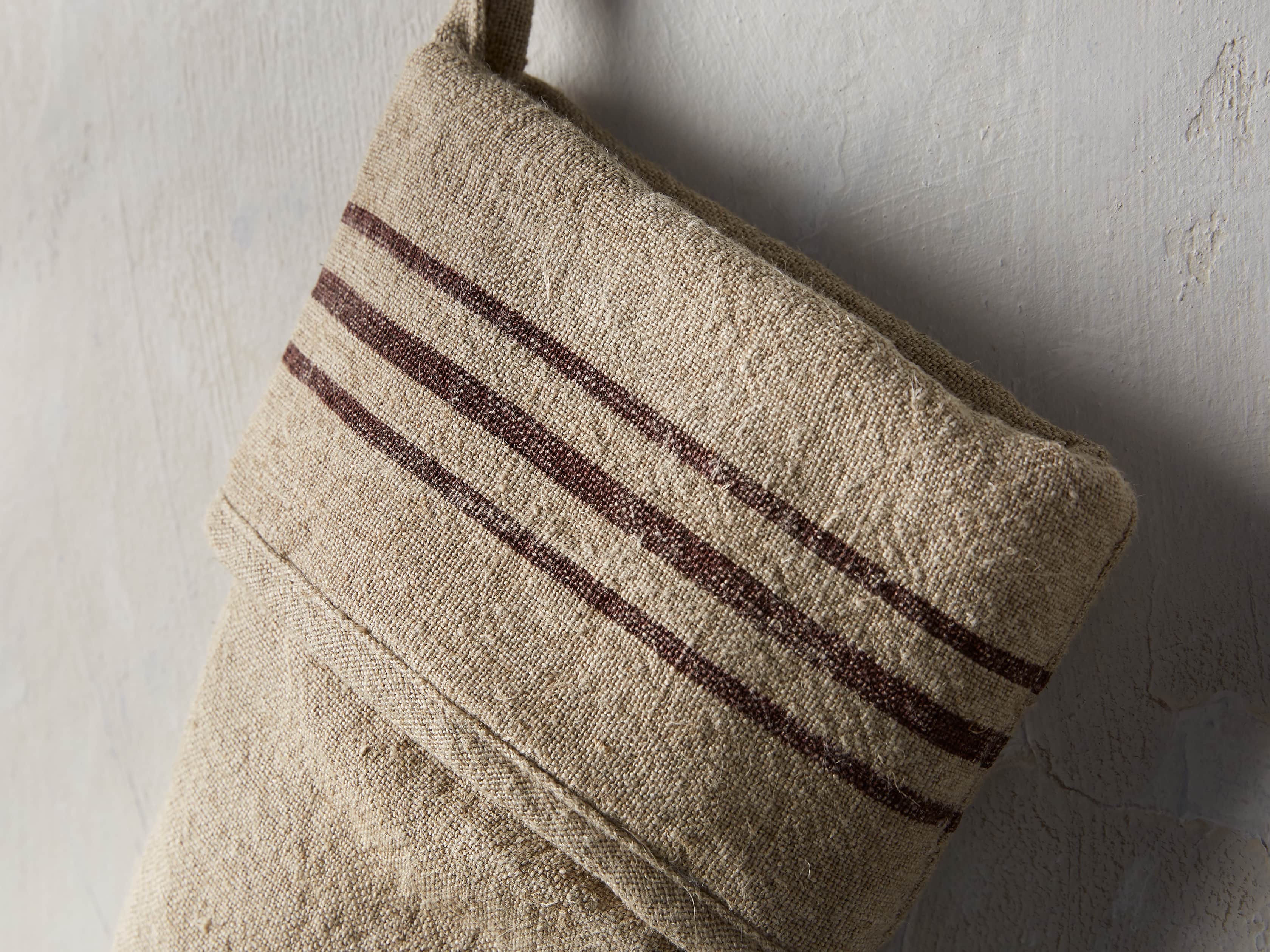 Stripped Linen Stocking