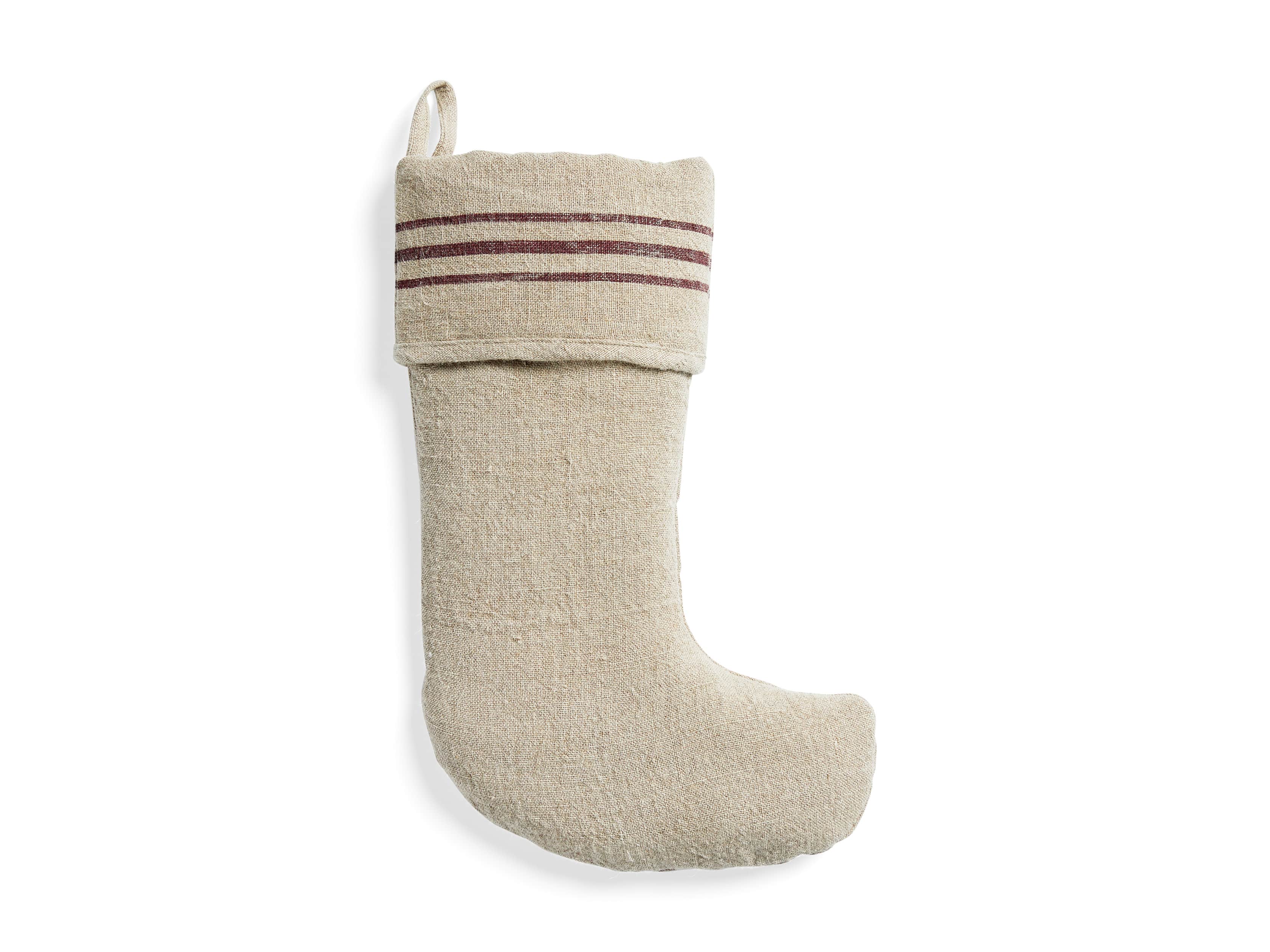 Stripped Linen Stocking