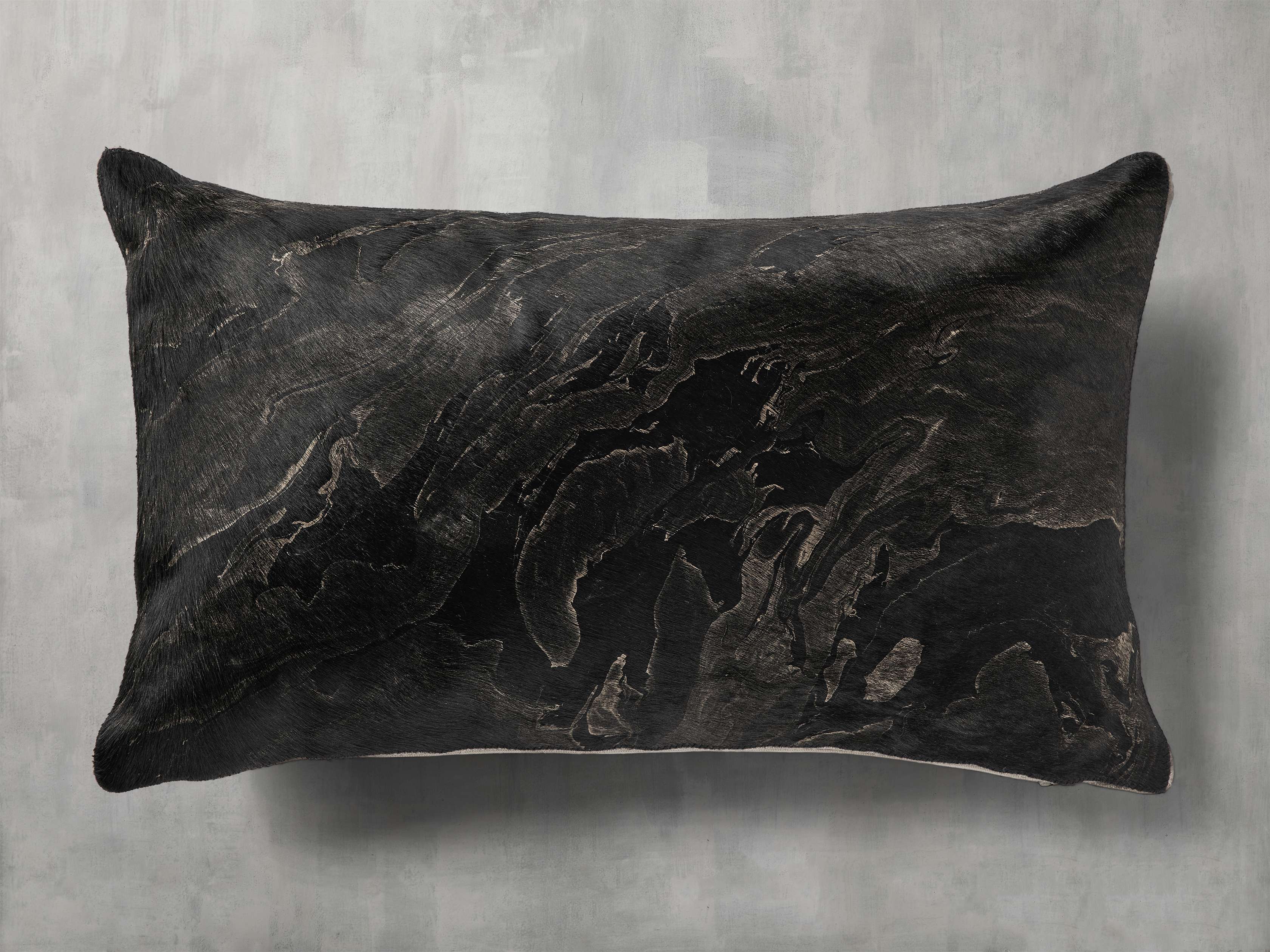 Black Marble Hair on Hide Lumbar Pillow Cover