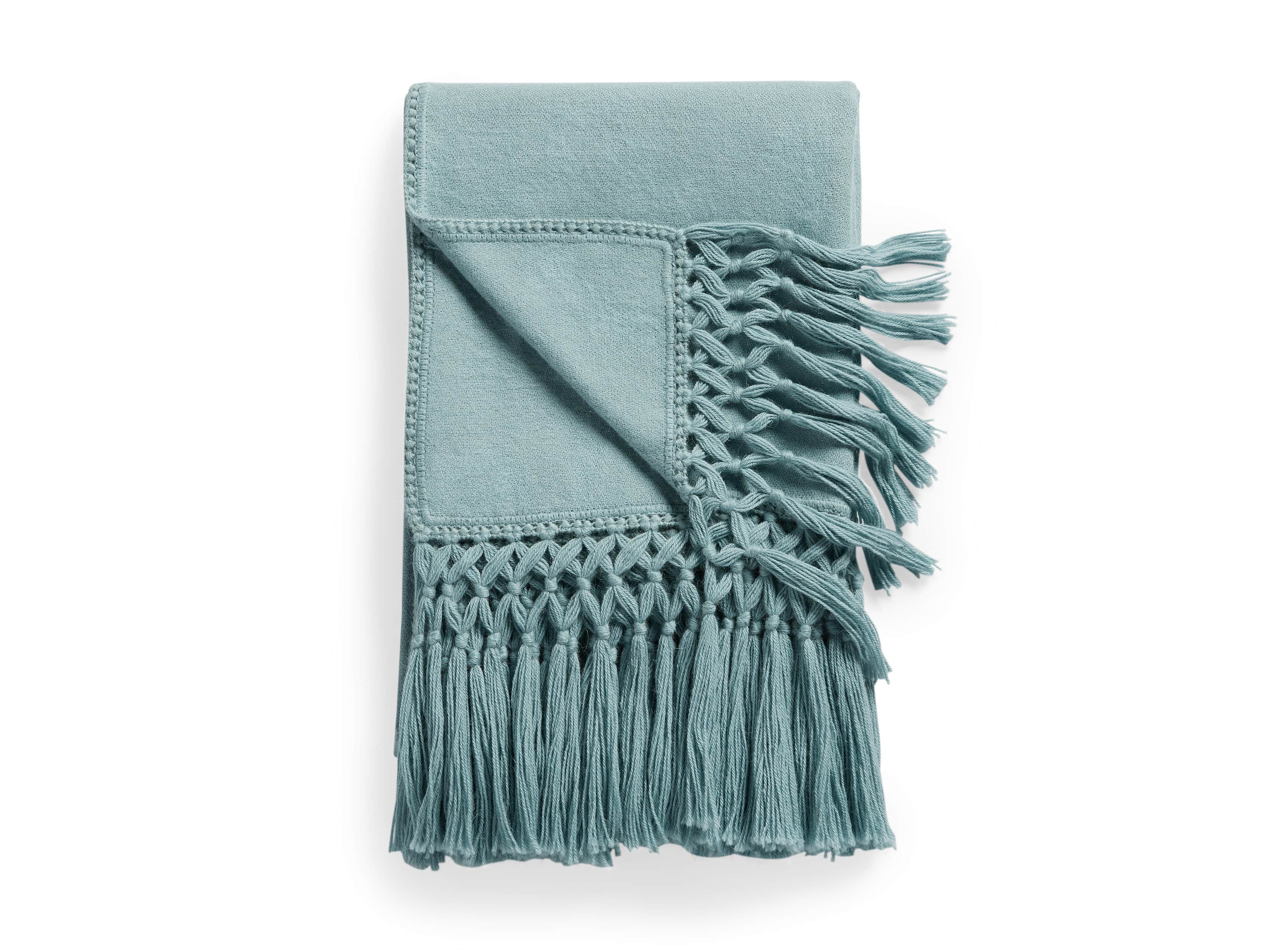 Baby Alpaca Crocheted Throw in Mist