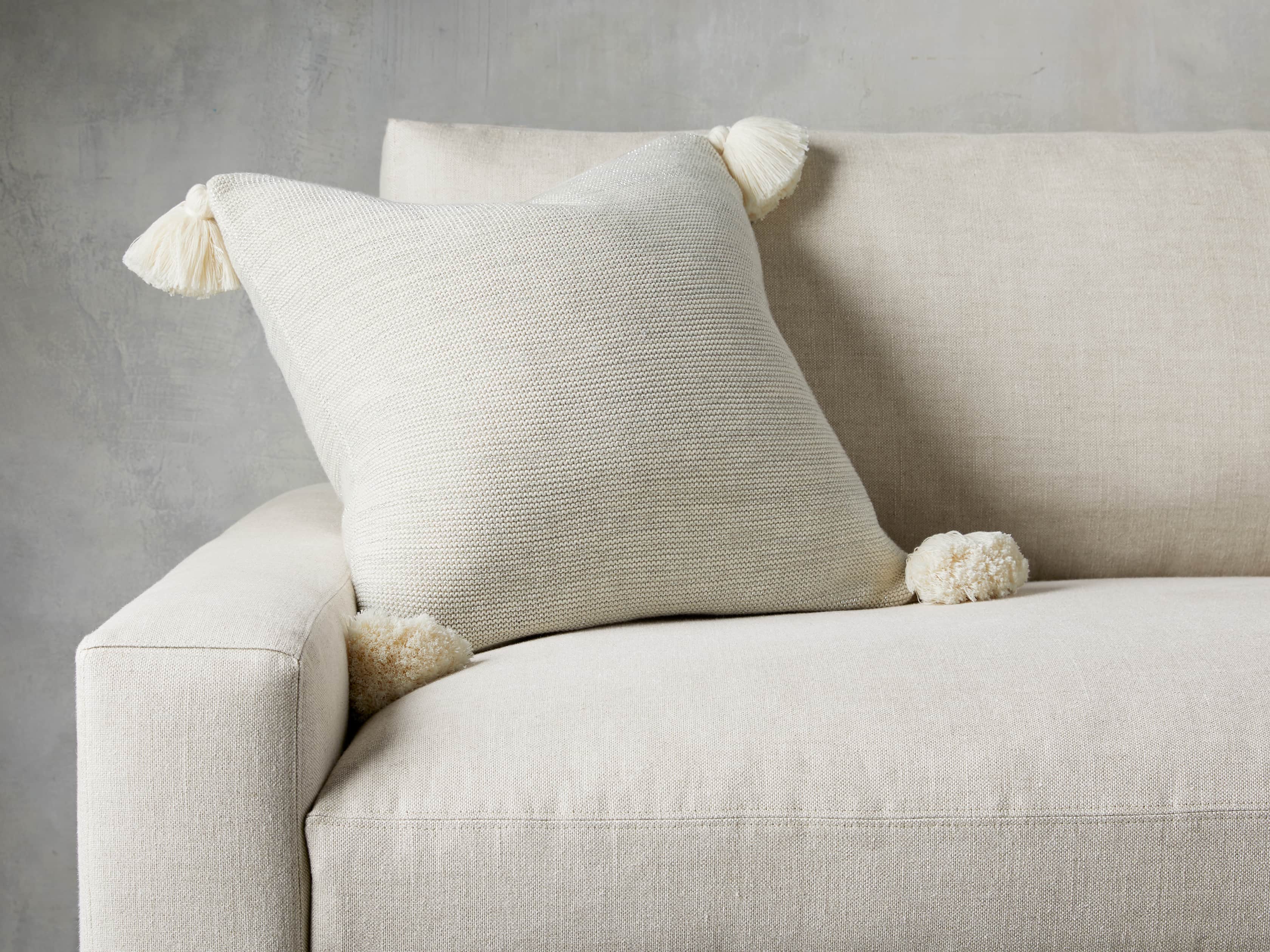 Metallic Knit Pillow in Silver, slide 1 of 3