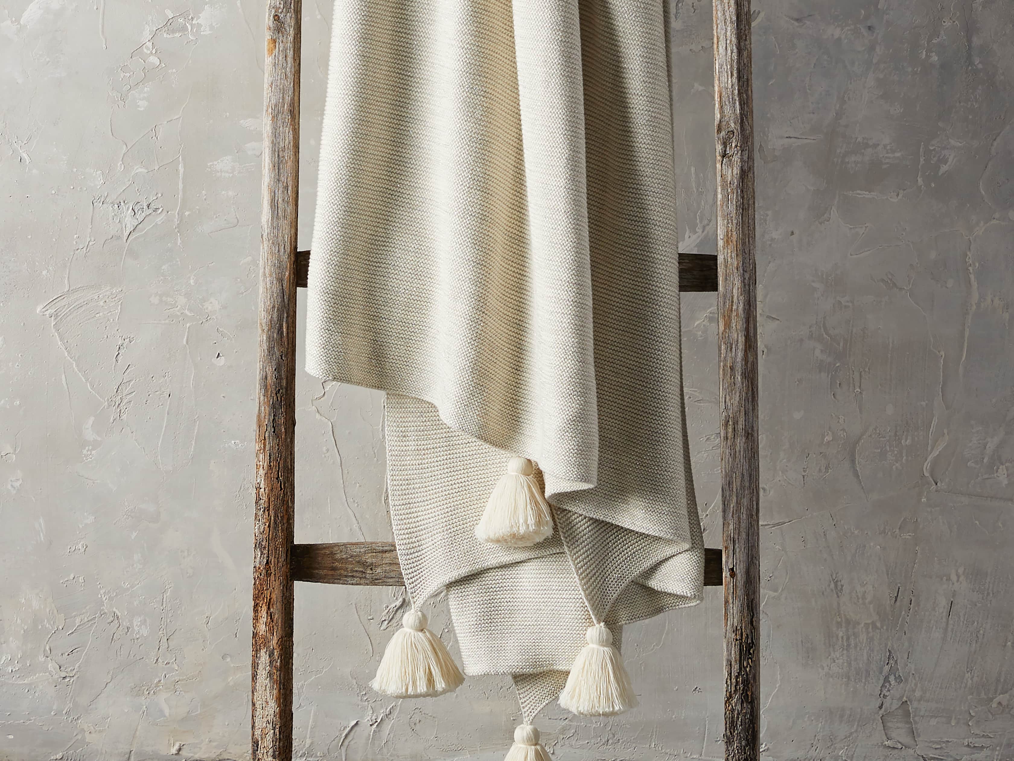 Metallic Knit Throw in Silver