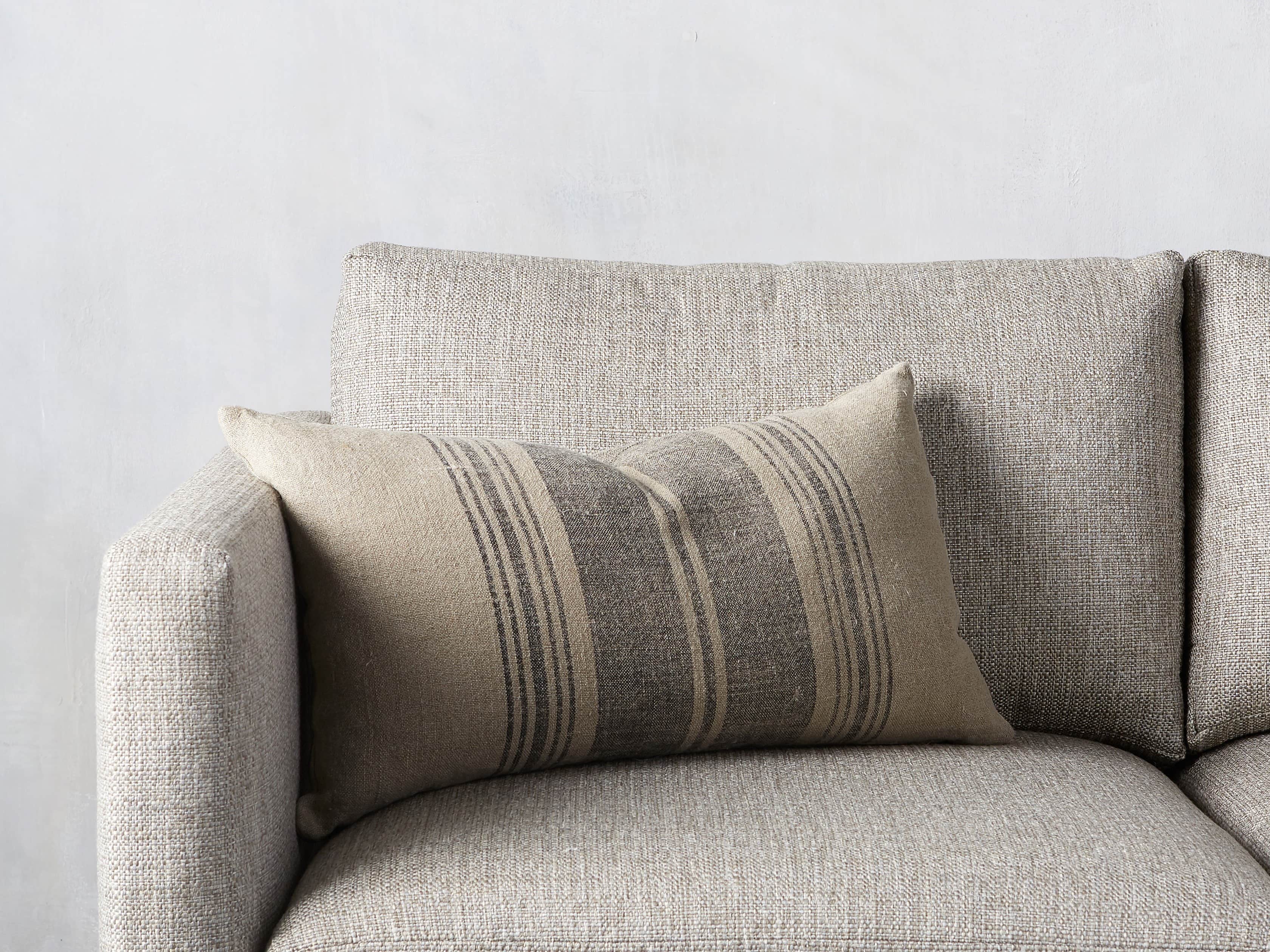 French Stripe 24" Lumbar Pillow in Natural and Indigo