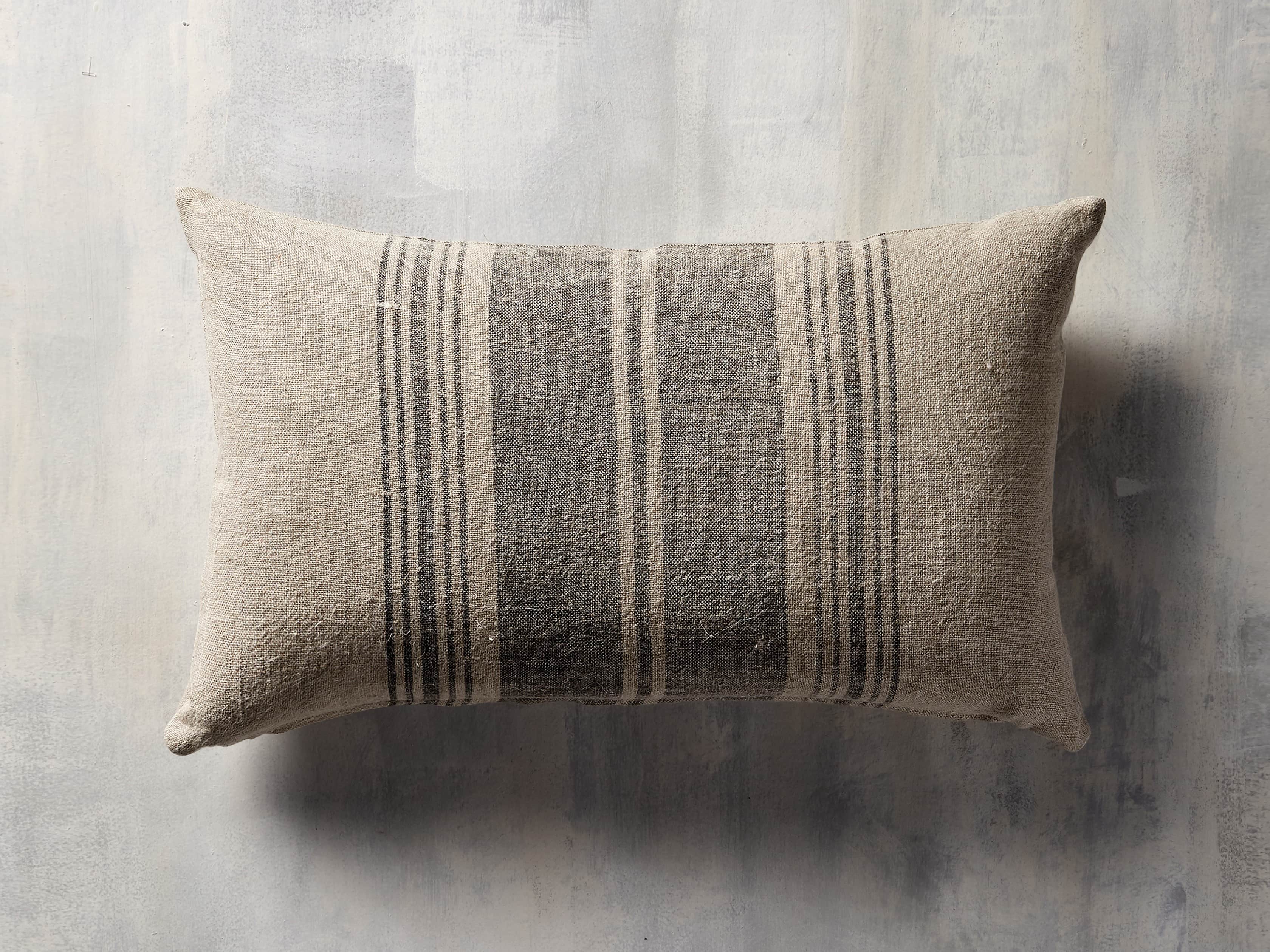 French Stripe 24" Lumbar Pillow in Natural and Indigo