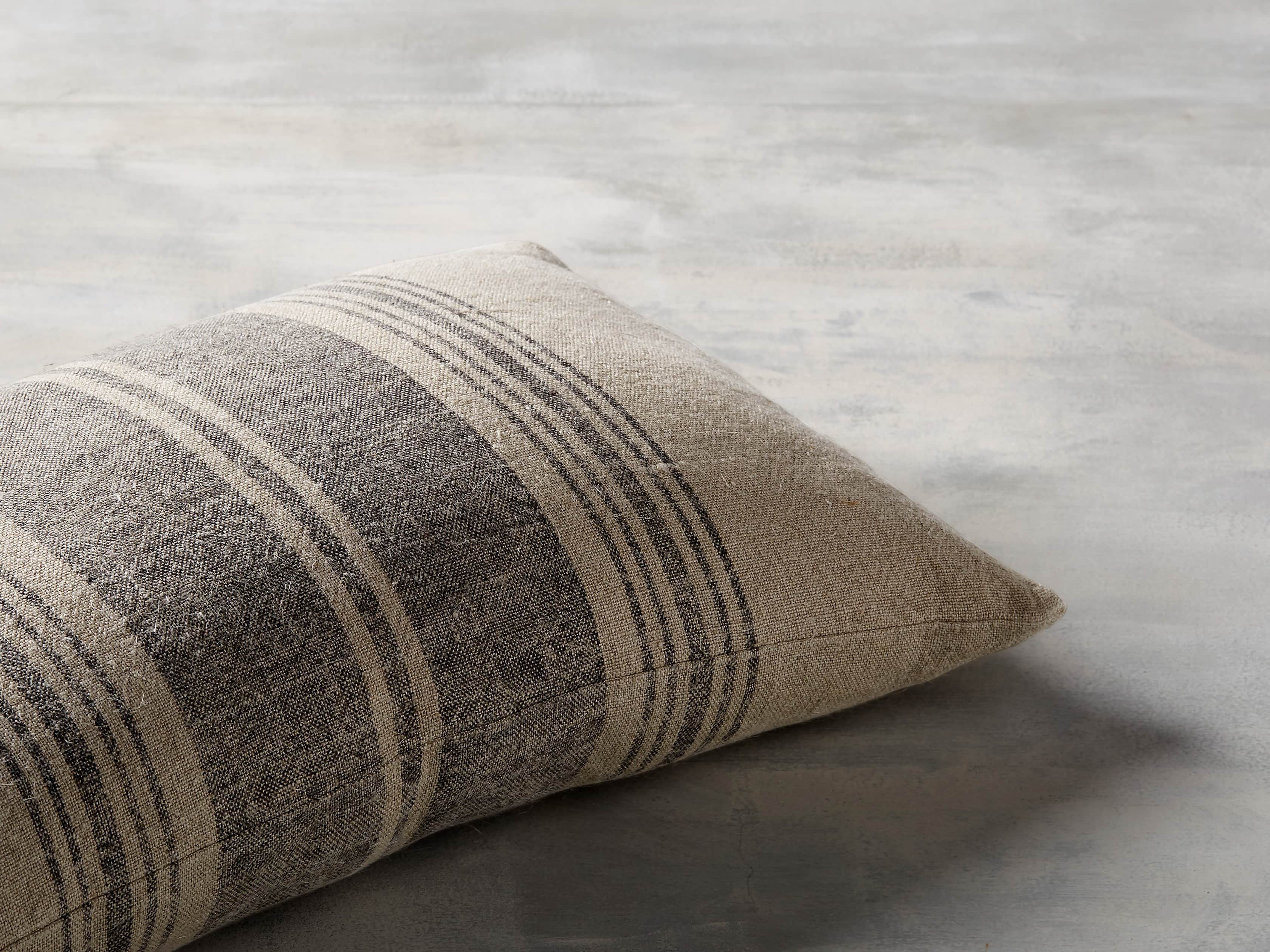 French Stripe 24" Lumbar Pillow in Natural and Indigo
