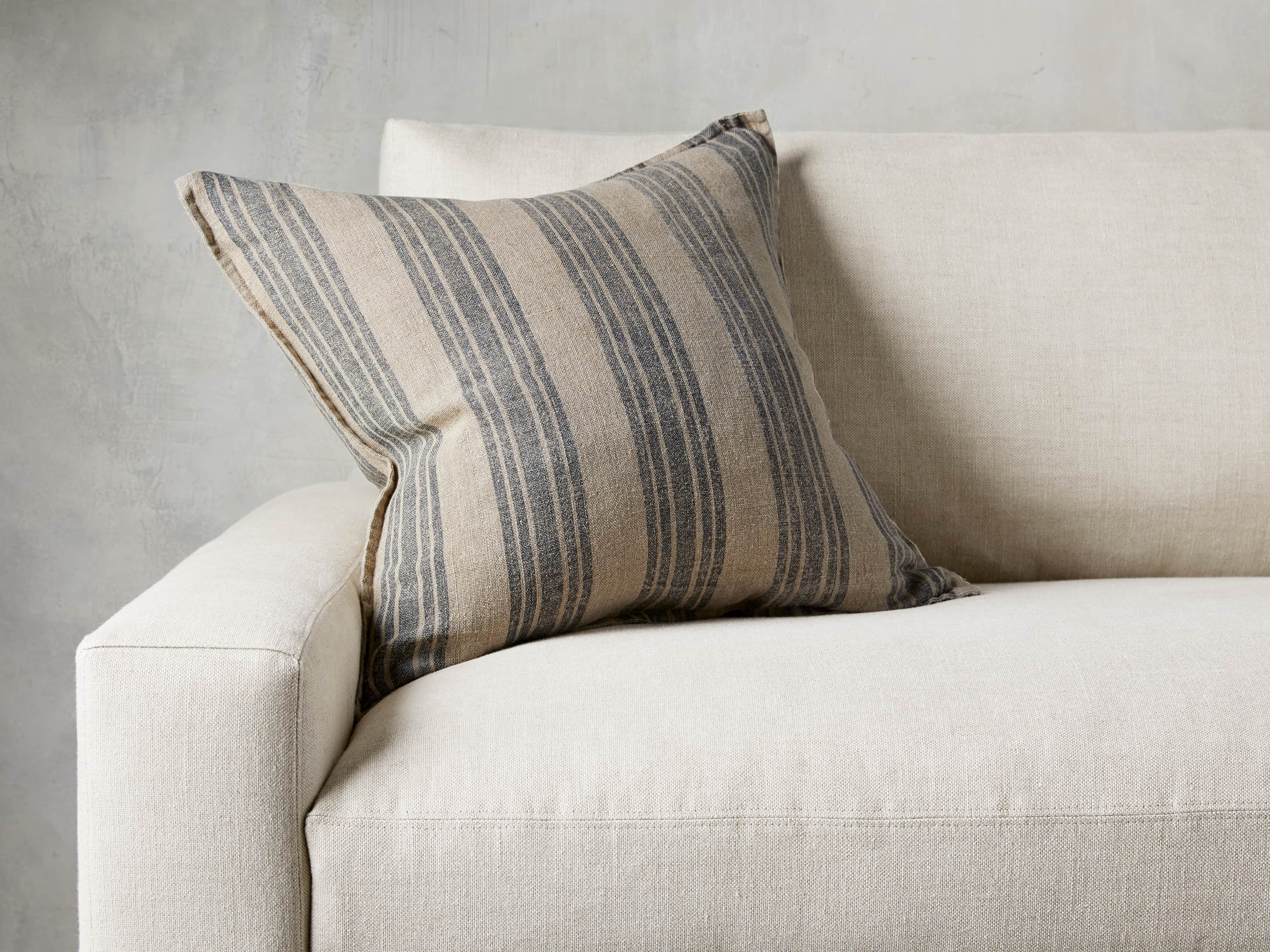 View the French Stripe Pillow in Natural and Indigo - Come take a peek at more Arhaus French Vintage Timeless Furniture, Decor and Lighting on Hello Lovely Studio.