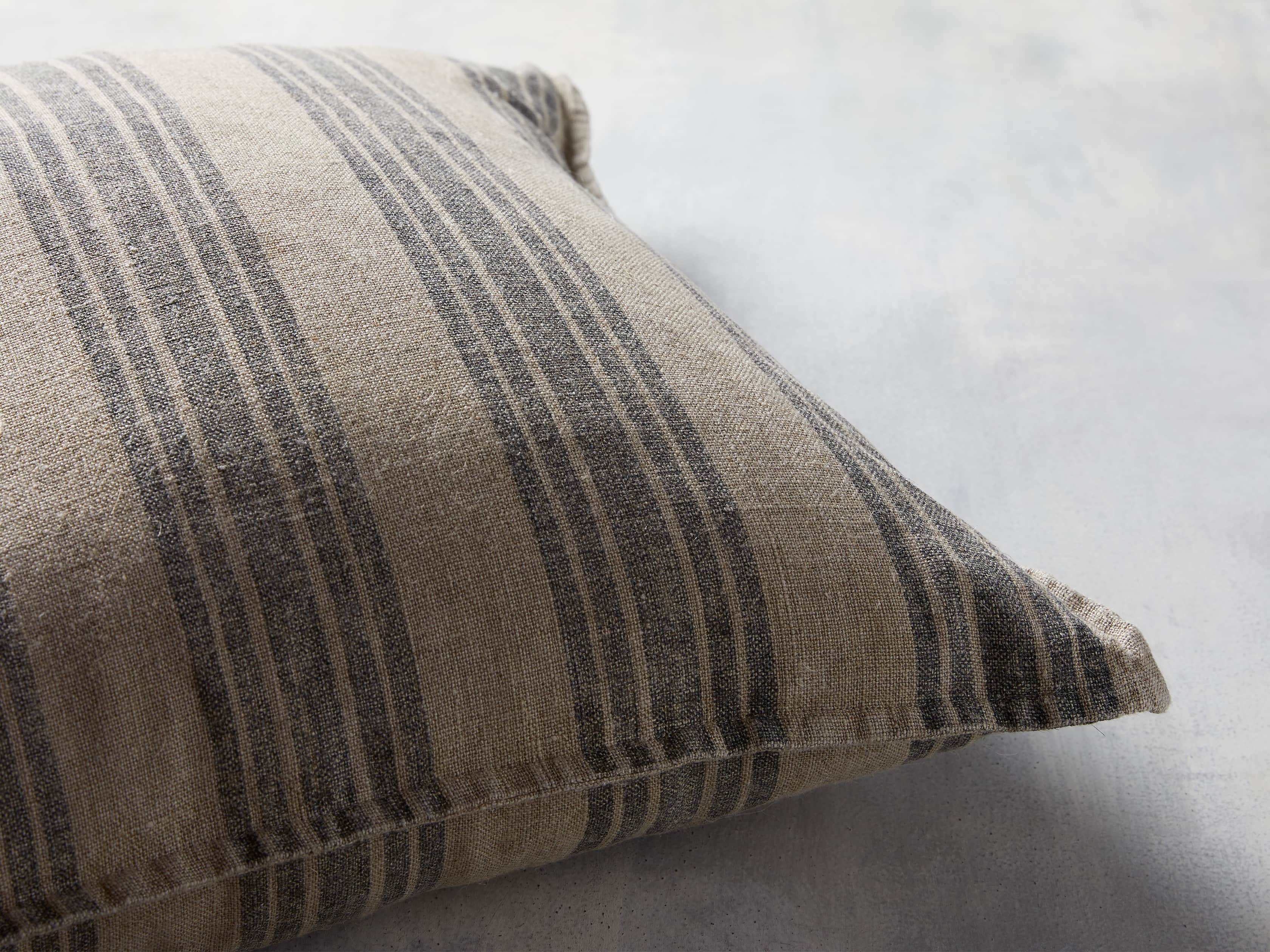 French Stripe 22" Pillow in Natural and Indigo