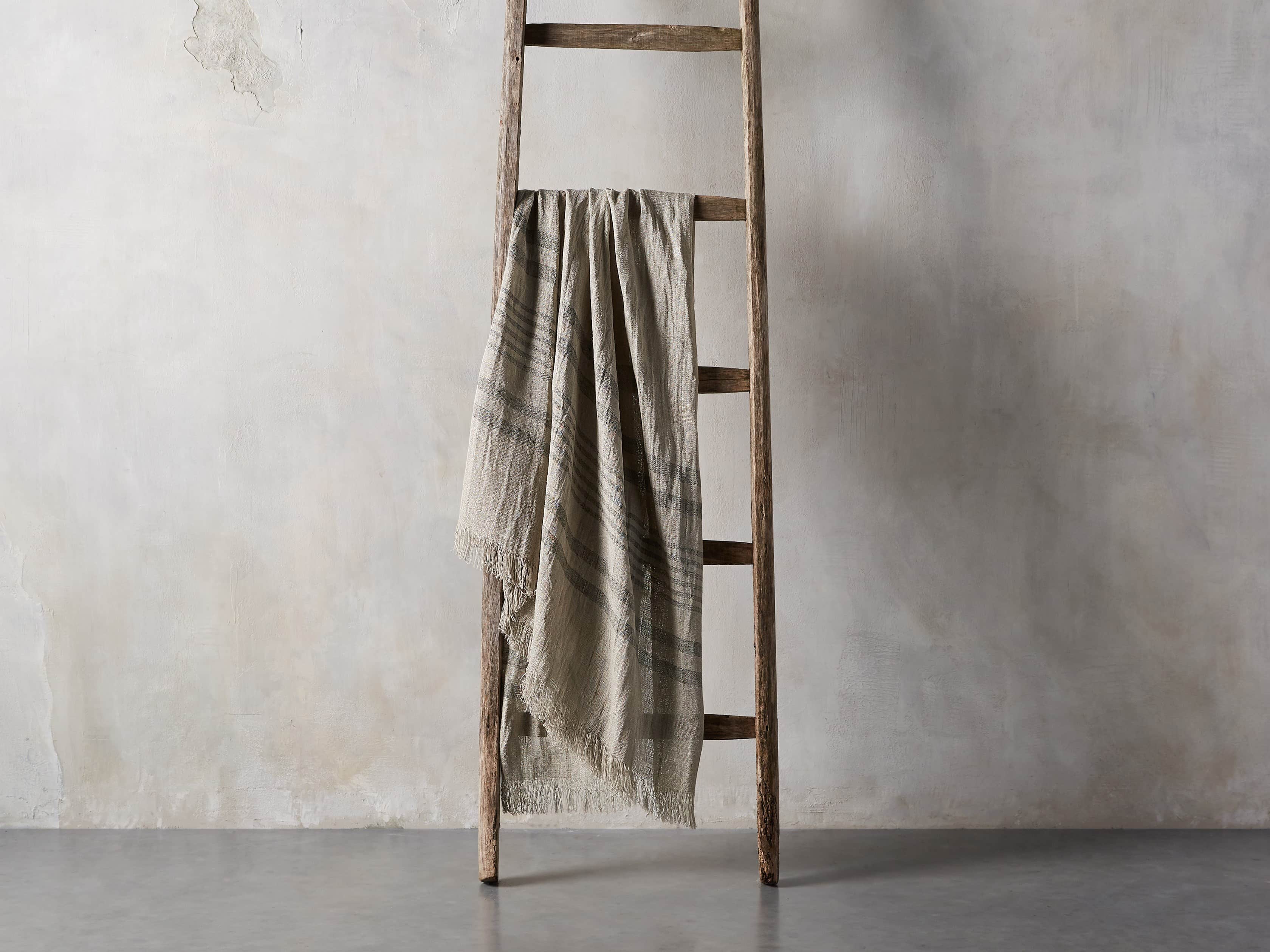 Natural French Stripe Linen Throw