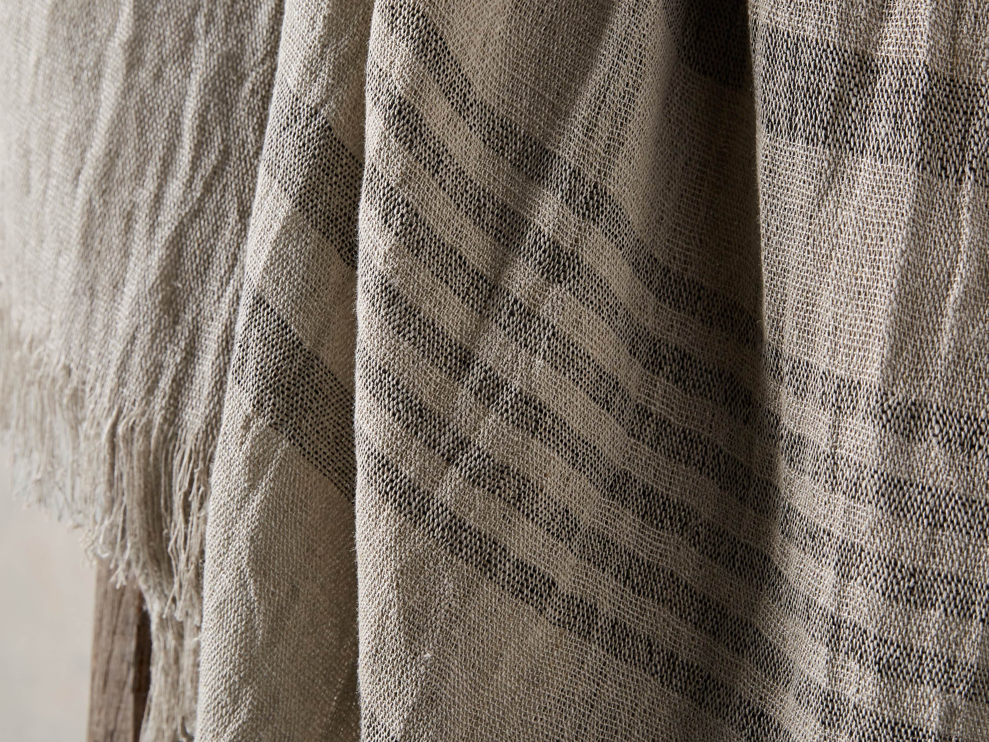 Natural French Stripe Linen Throw