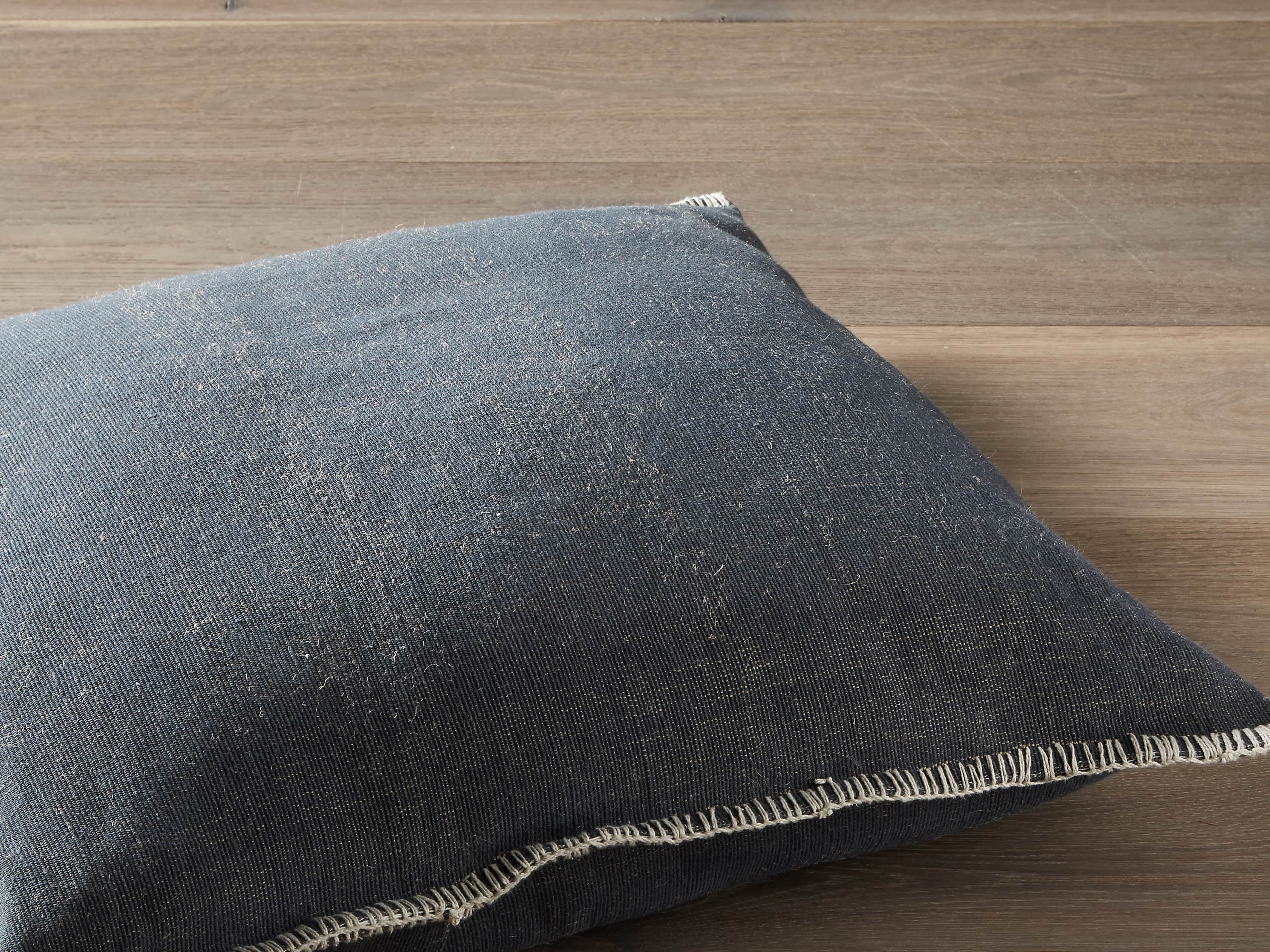 Navy 28" Floor Pillow with Ivory Stitch
