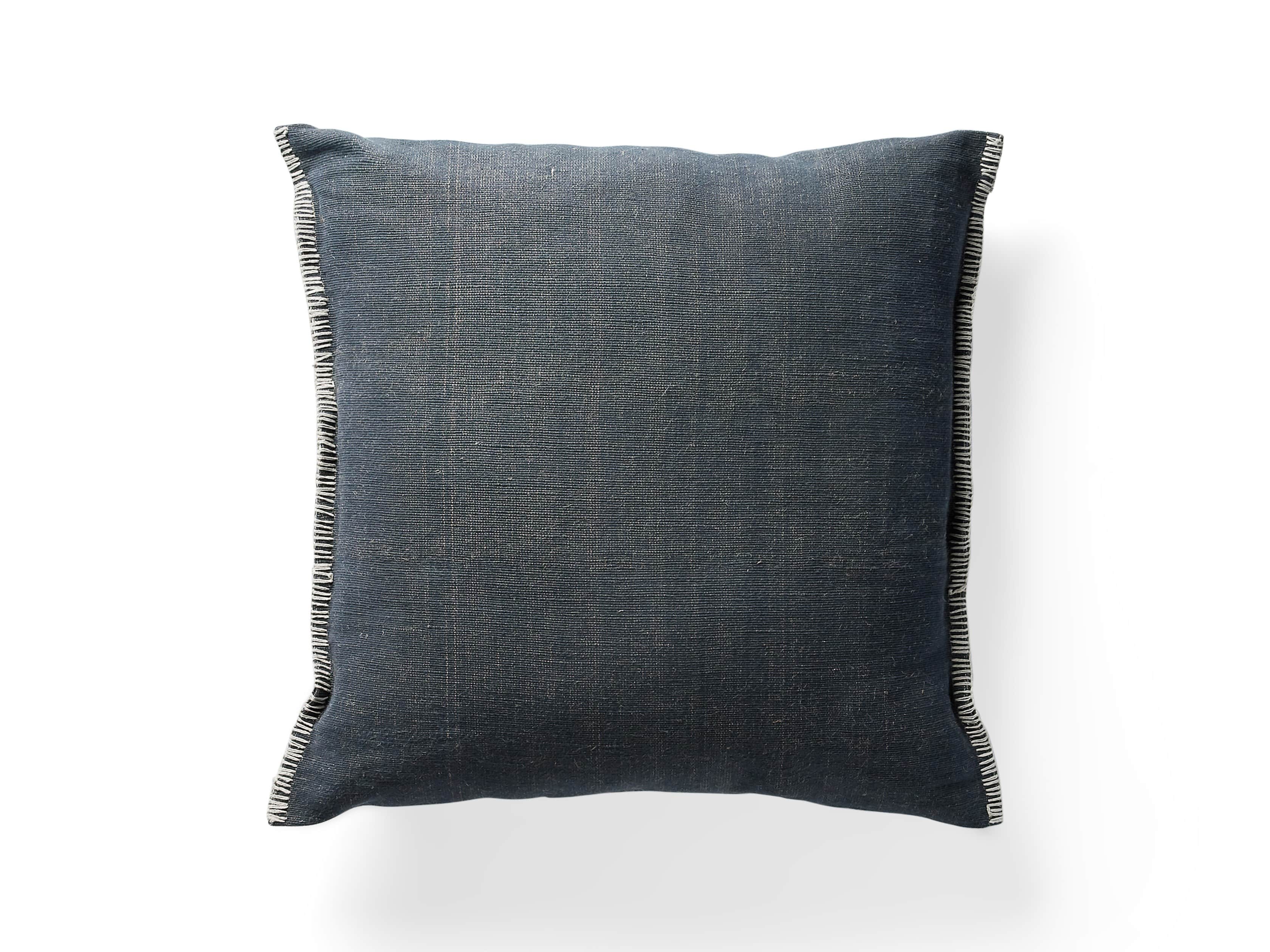 Navy 28" Floor Pillow with Ivory Stitch