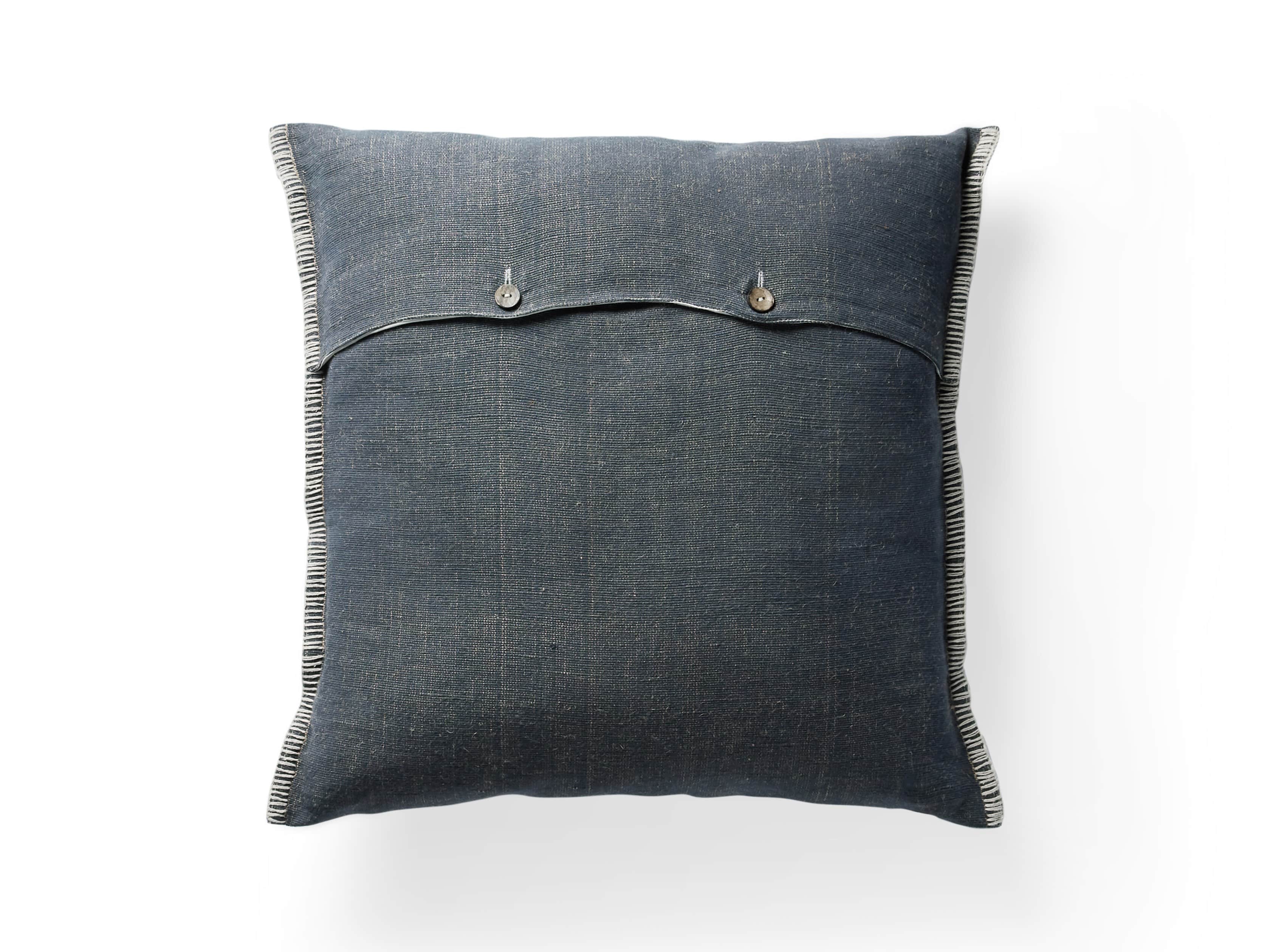 Navy 28" Floor Pillow with Ivory Stitch