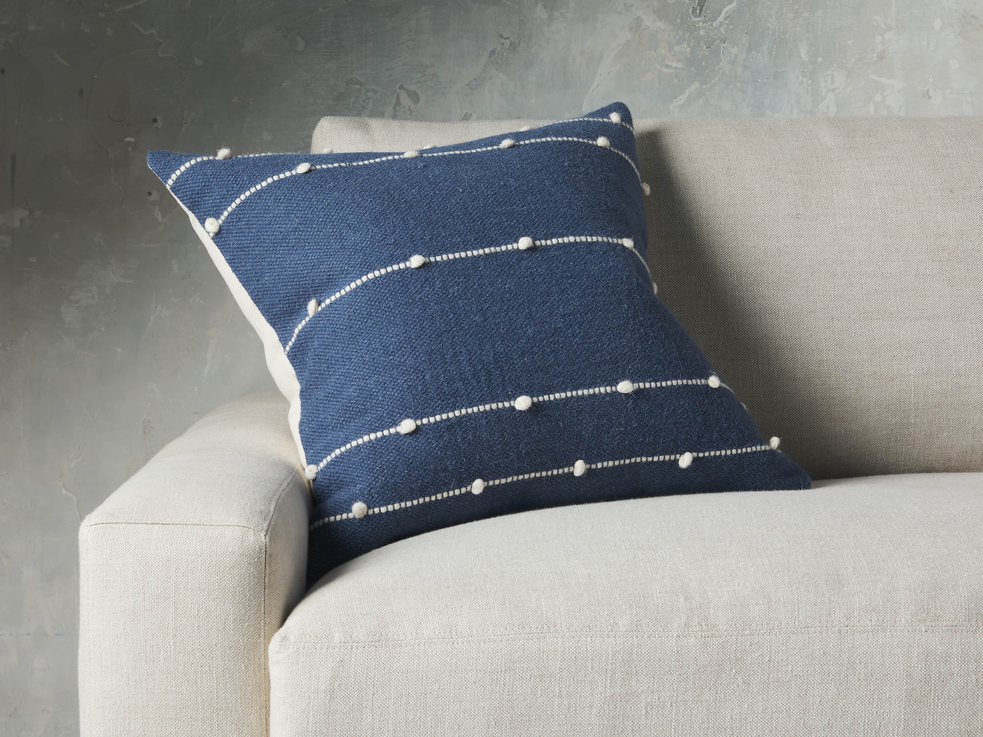 Nubby Stripe Pillow in Navy, slide 1 of 5