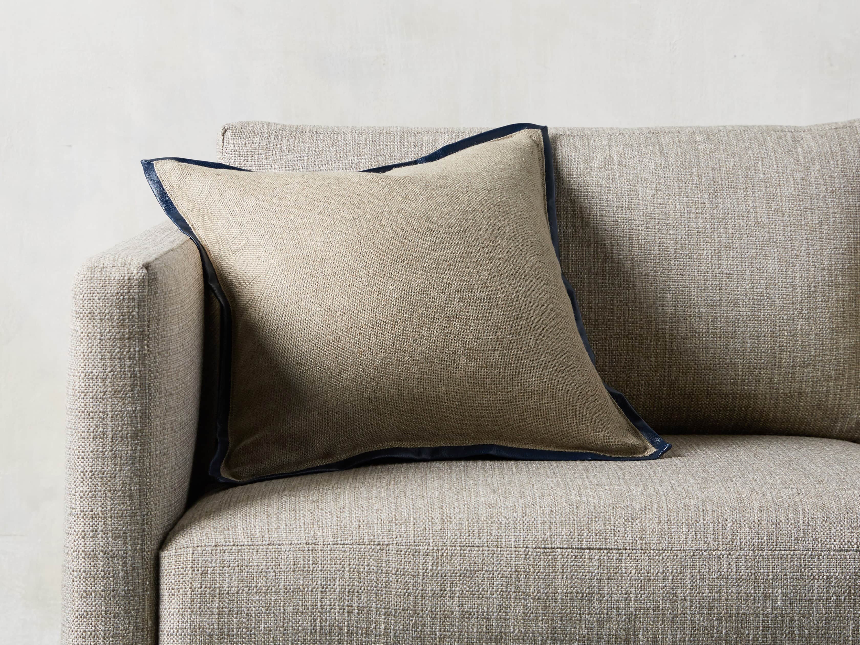 Linen Faux Leather Trim in Navy Cover Only, slide 1 of 5