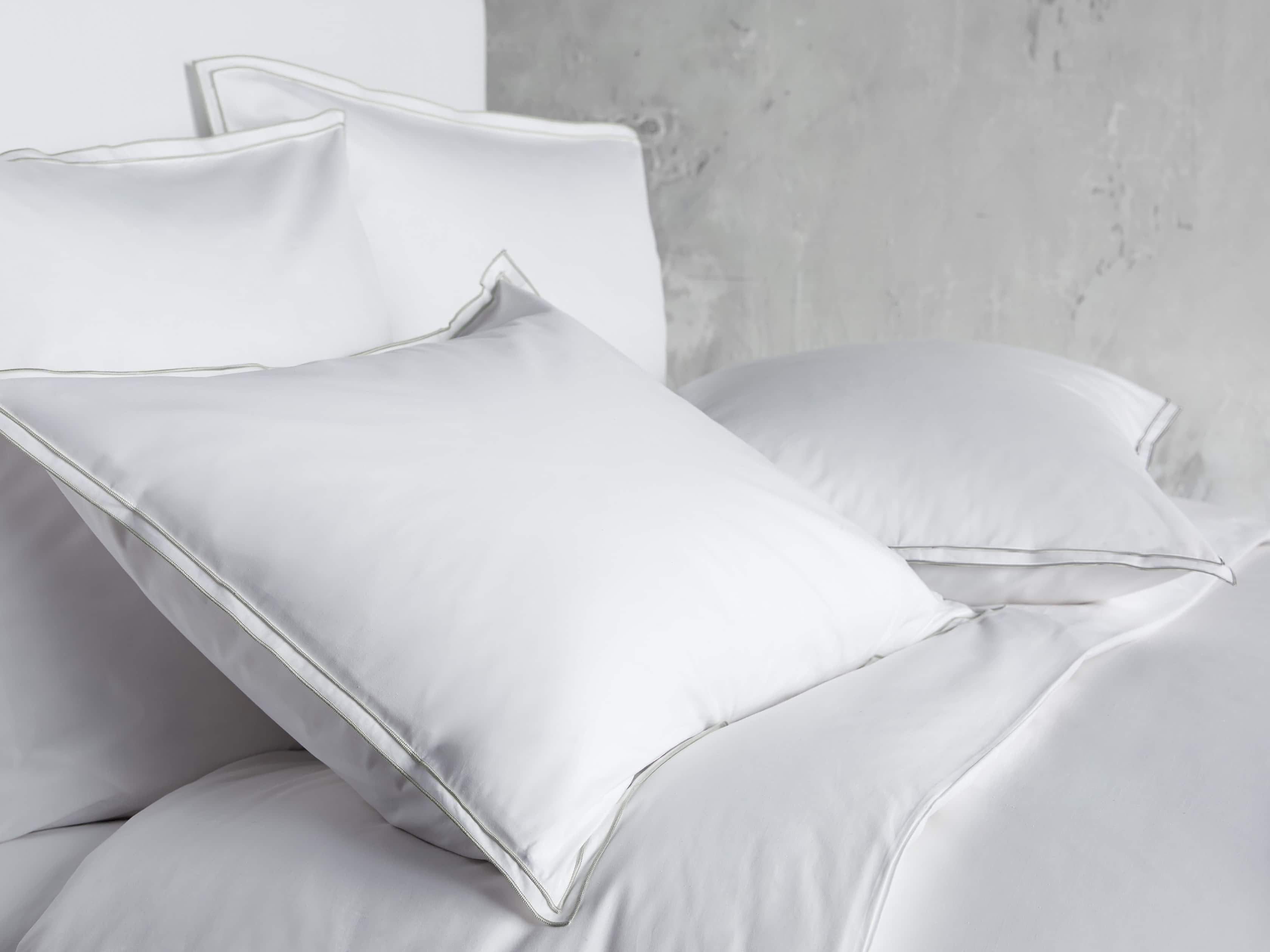 Queen Italian Embroidered Percale Duvet in Celadon, slide 4 of 6