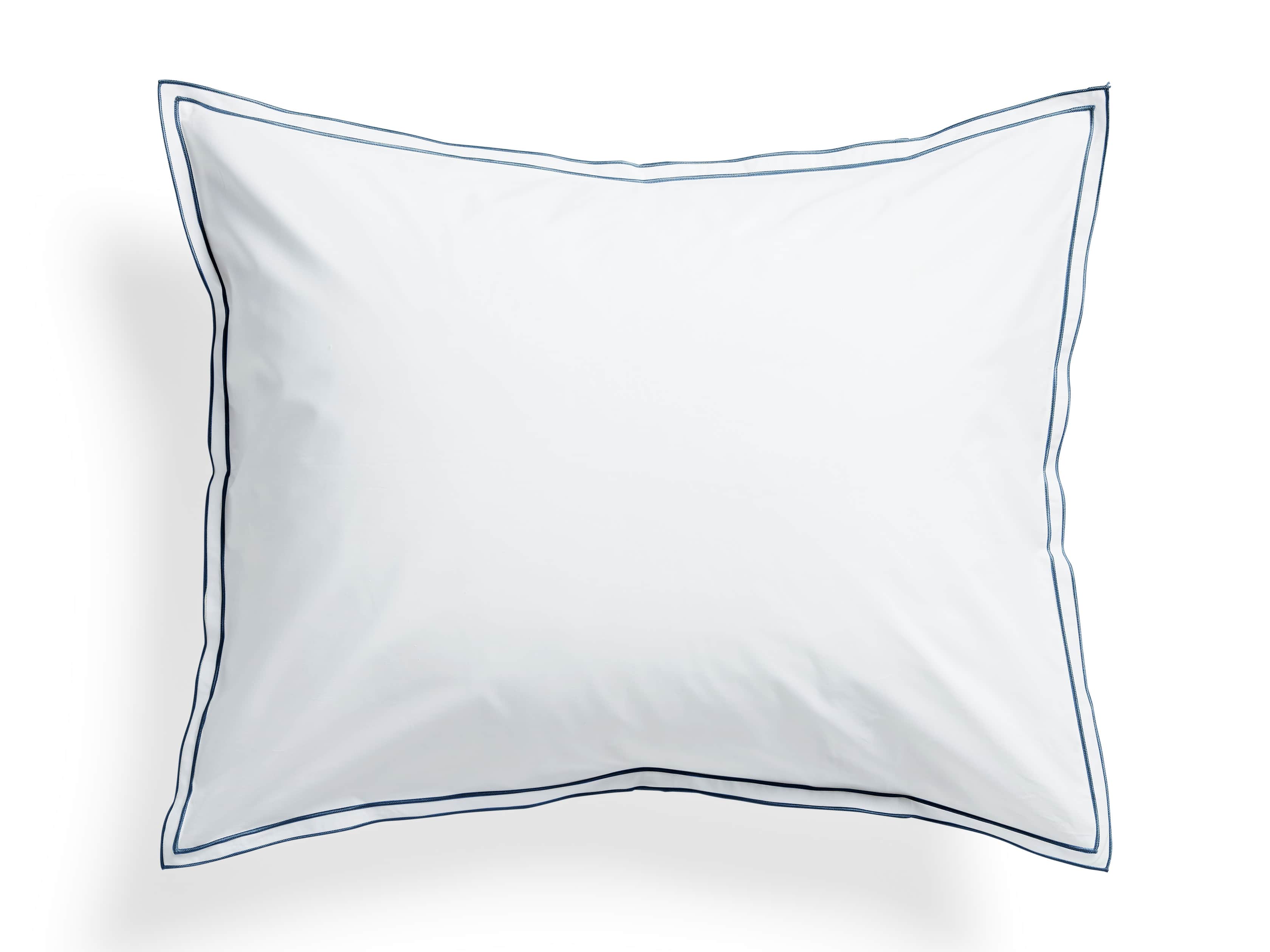 Standard Italian Embroidered Percale Shams in Denim, slide 2 of 4