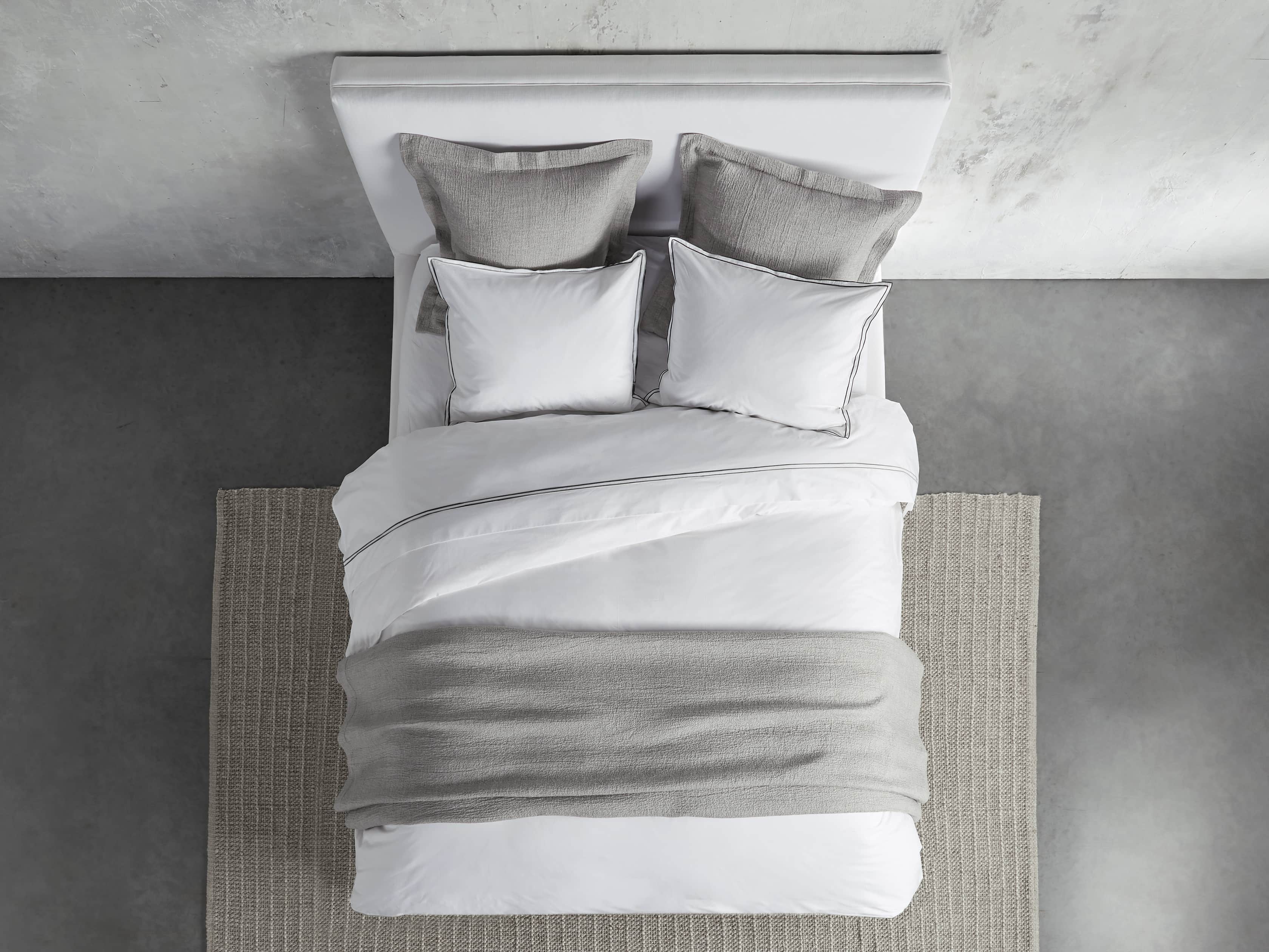 Queen Italian Embroidered Percale Sheet Set in Charcoal