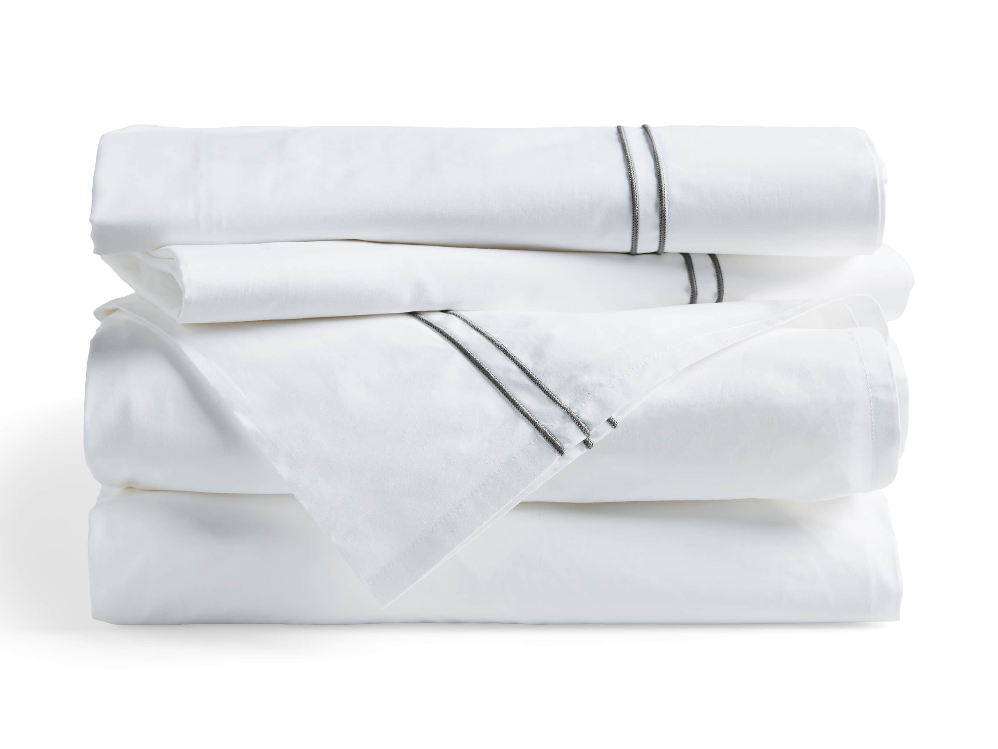 Queen Italian Embroidered Percale Sheet Set in Charcoal
