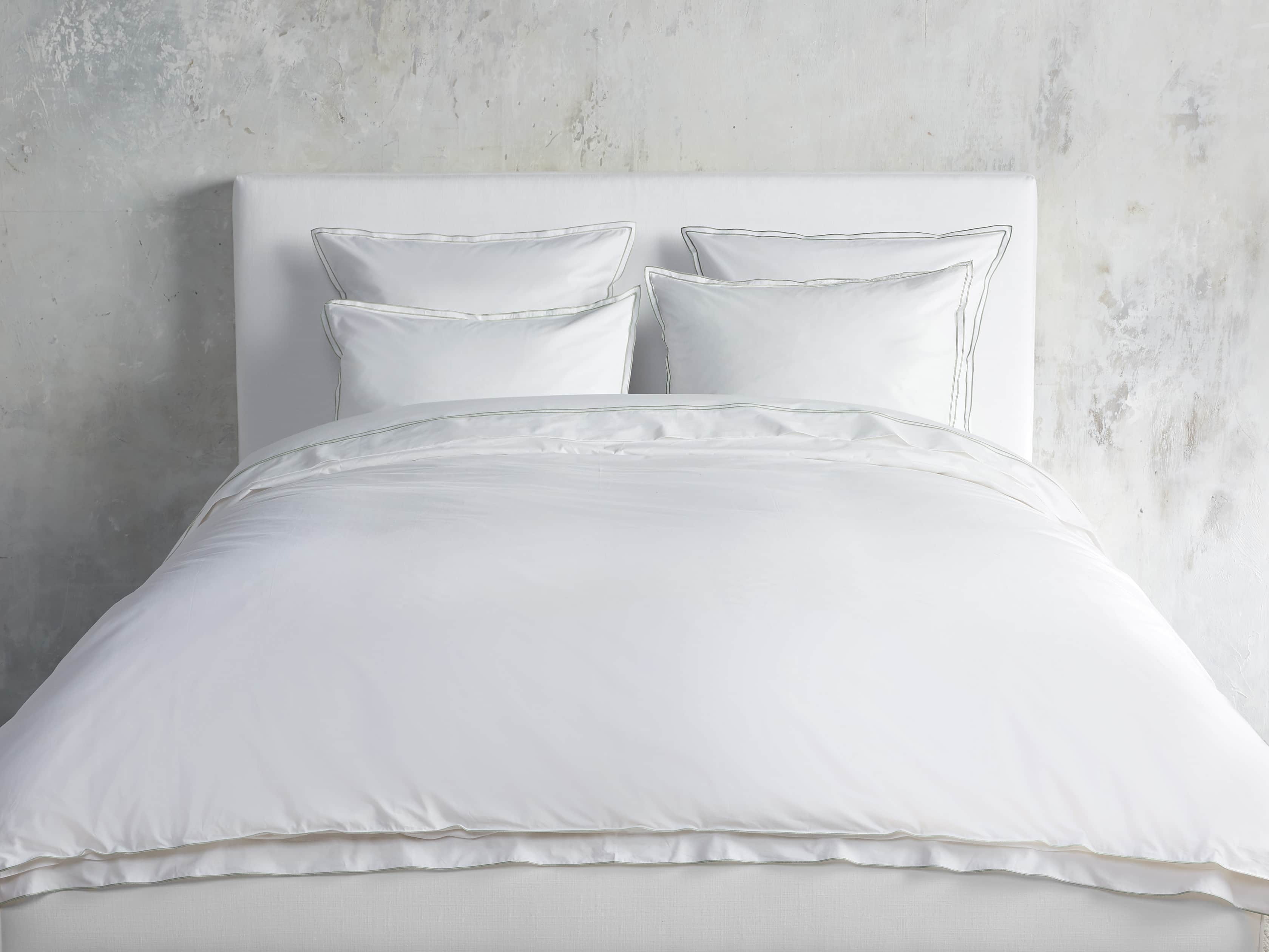 Queen Italian Embroidered Percale Sheet Set in Celadon