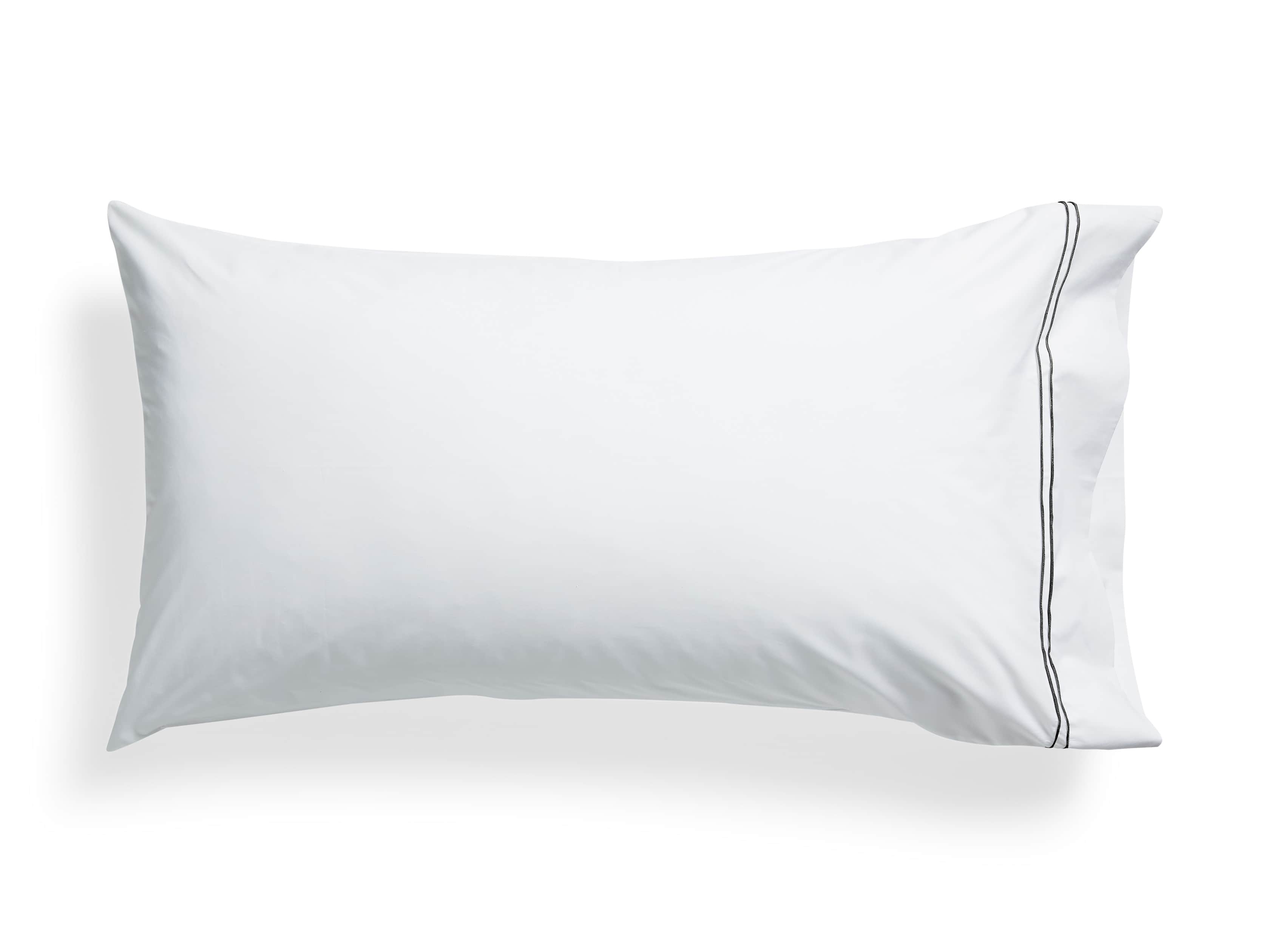 King Italian Embroidered Percale Pillow Case in Charcoal