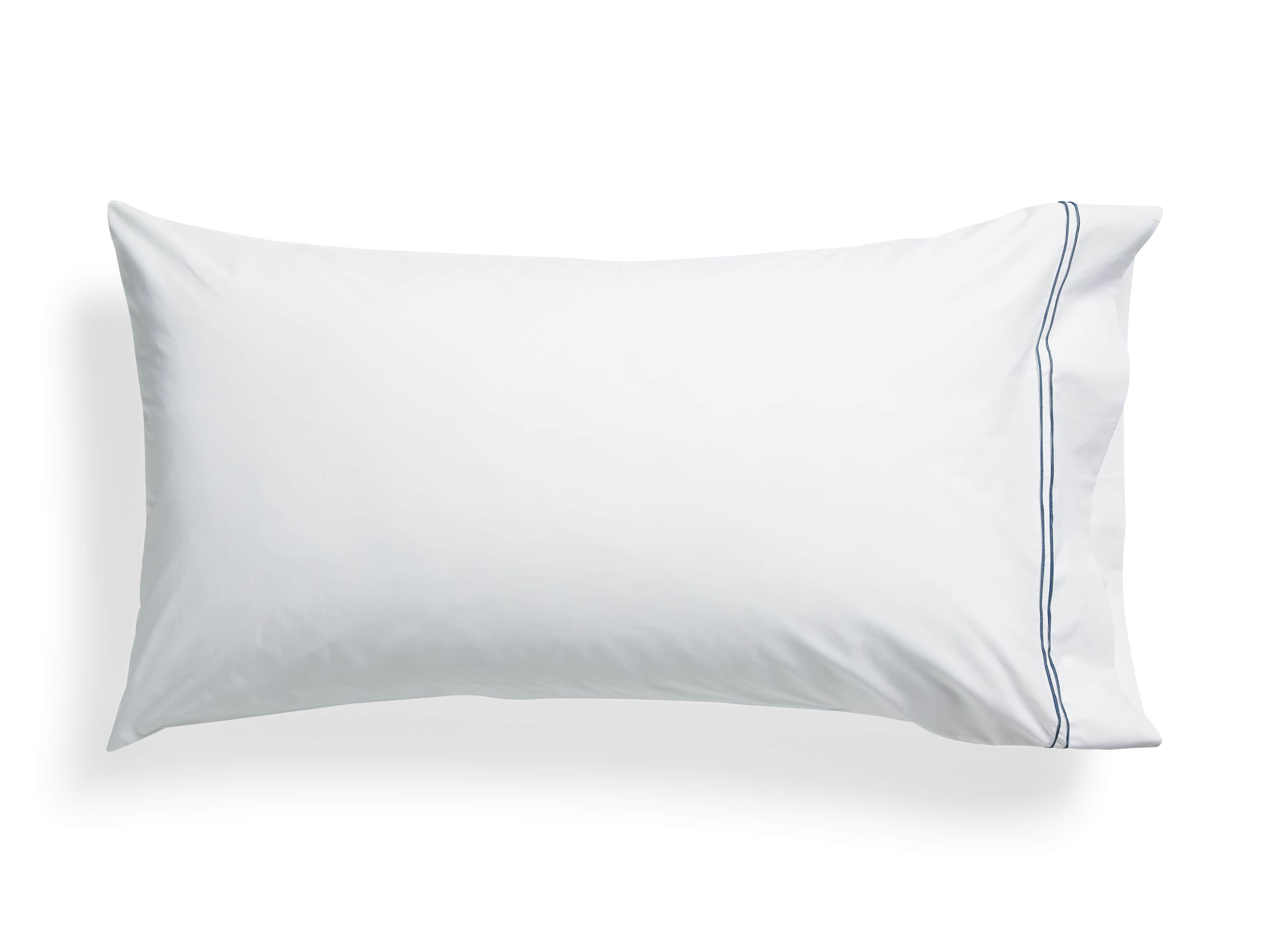 King Italian Embroidered Percale Pillow Case in Denim