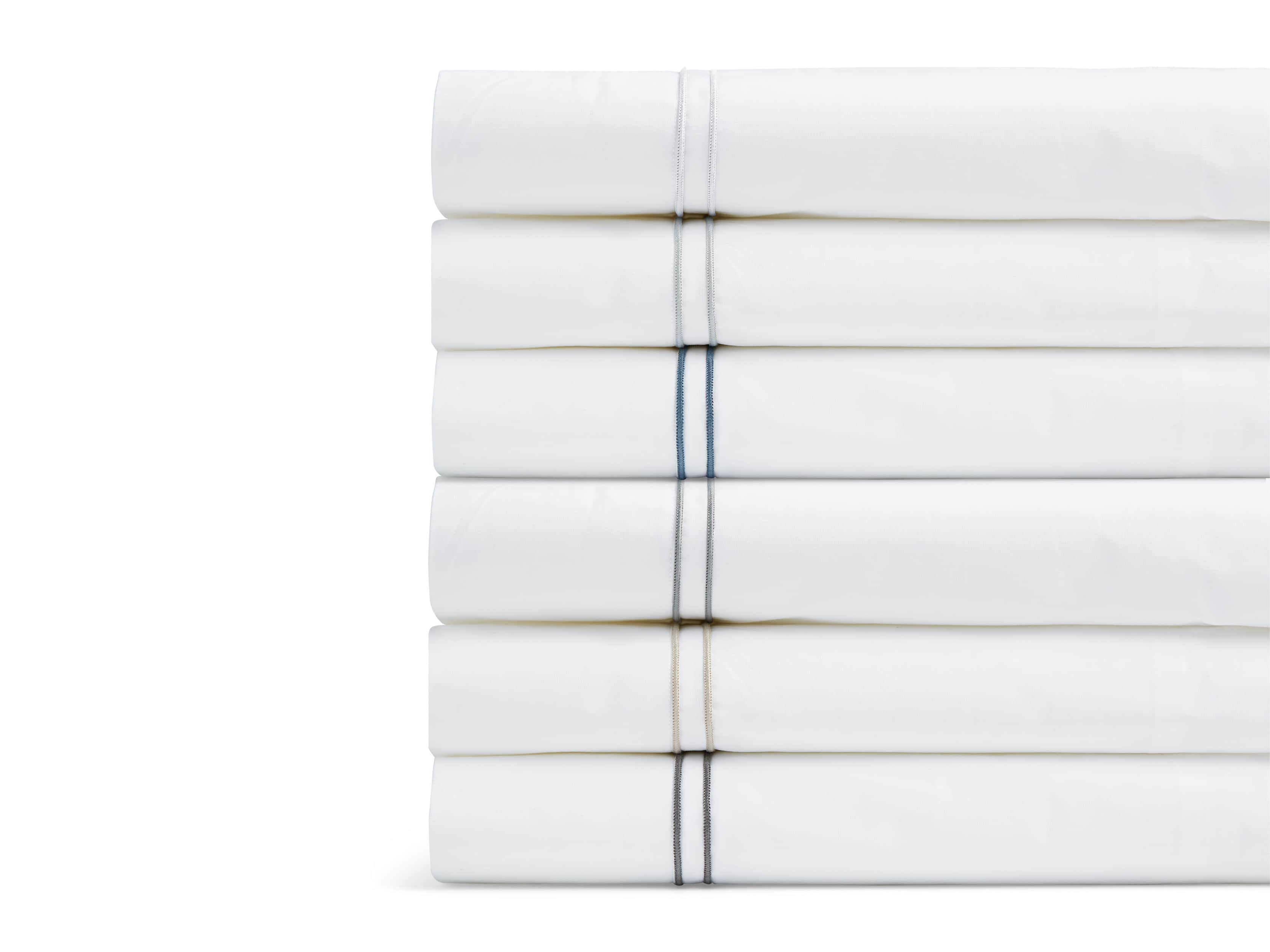 Standard Italian Embroidered Percale Pillow Case in Denim, slide 3 of 3