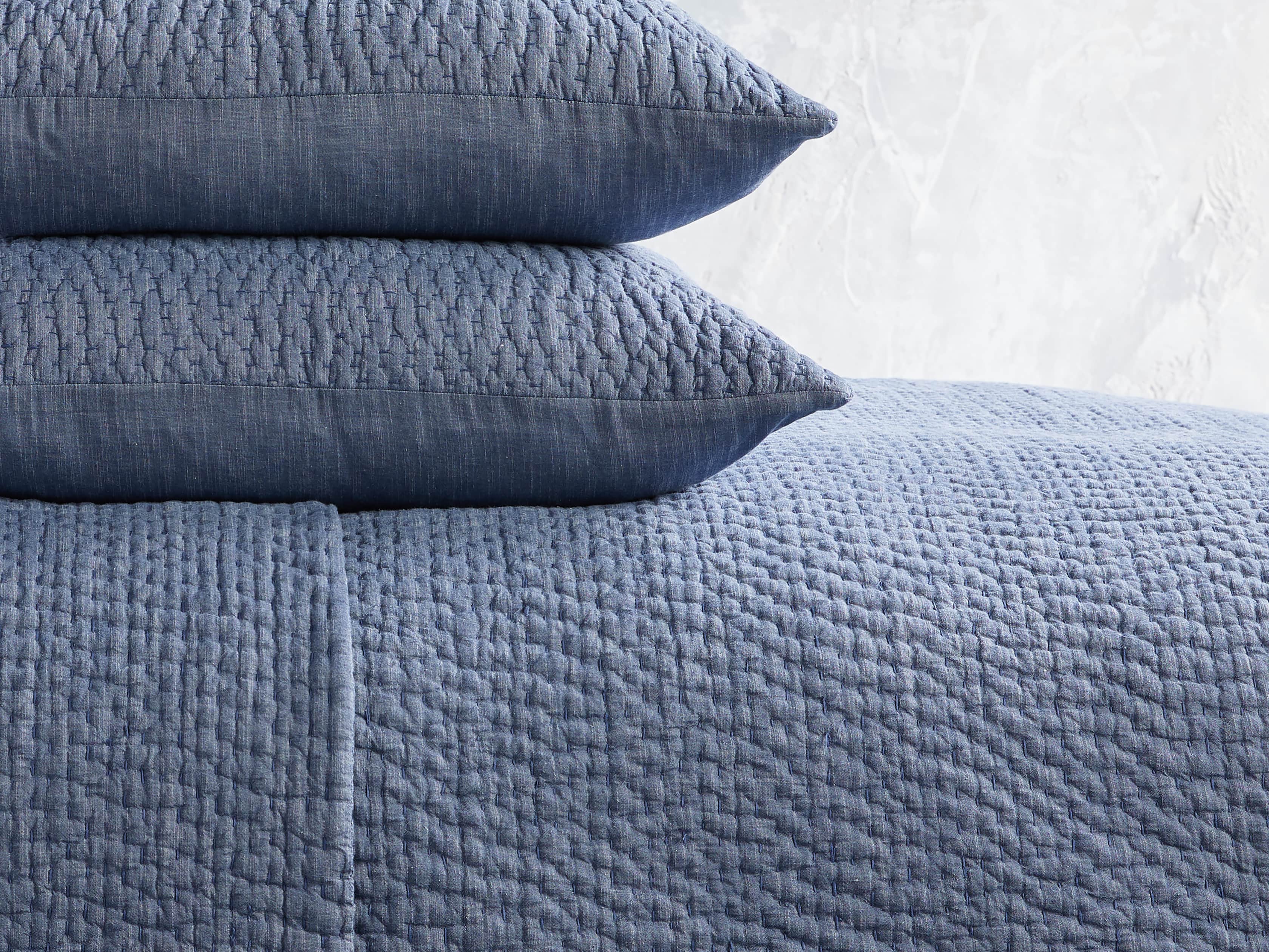 Queen Pickstitch Navy Quilt, slide 2 of 4
