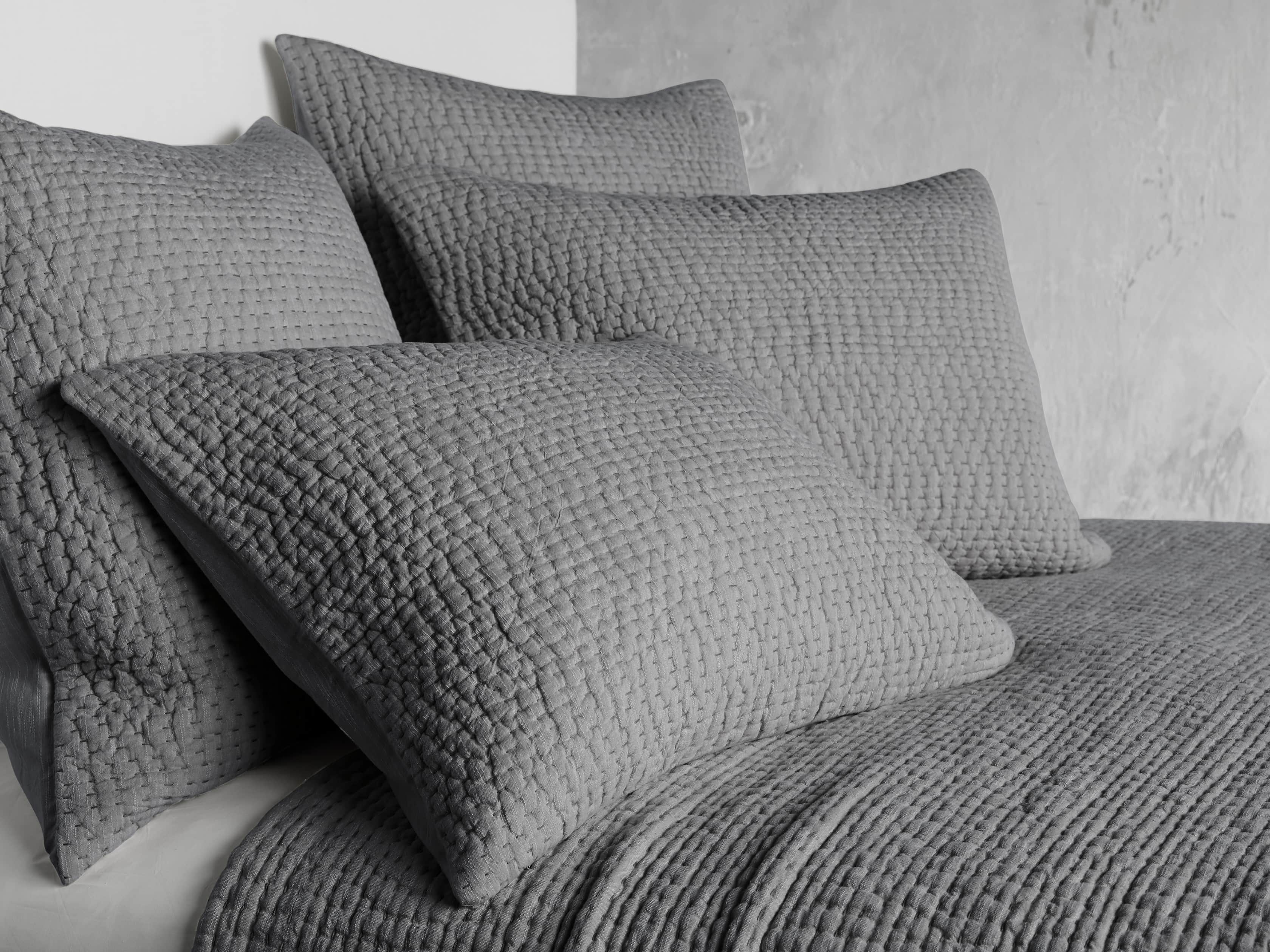 Euro Pickstitch Charcoal Shams