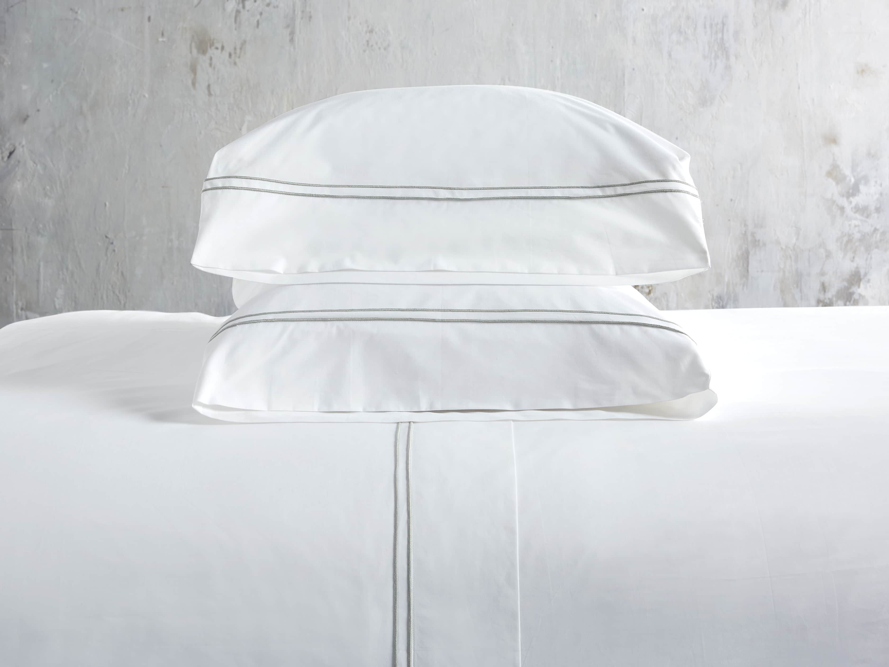 View the Italian Embroidered Percale Pillow Case | Variant: EMBROIDERED CELADON