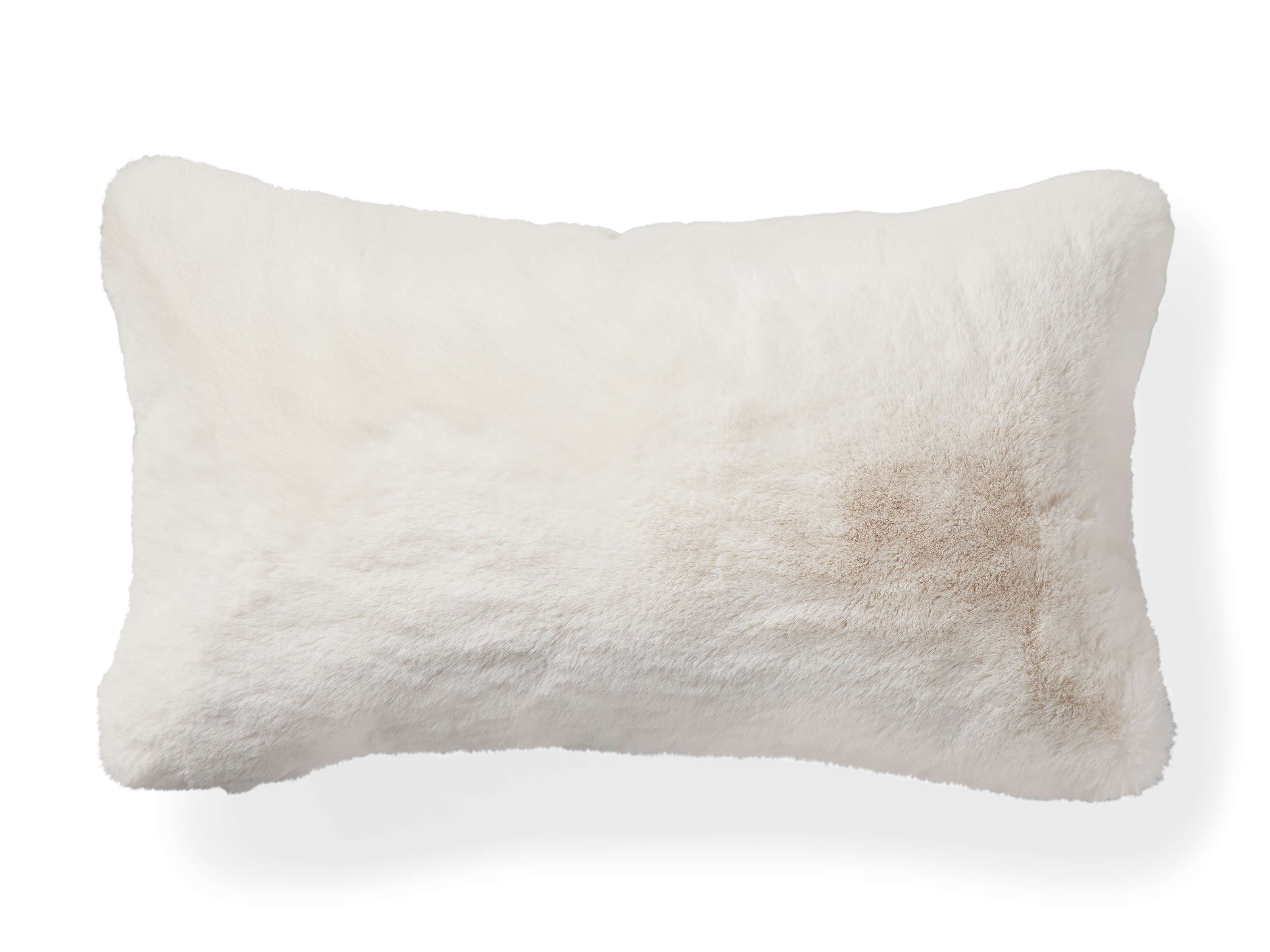 Faux Fur Rabbit Lumbar Pillow Cover in Light Ivory White | Arhaus