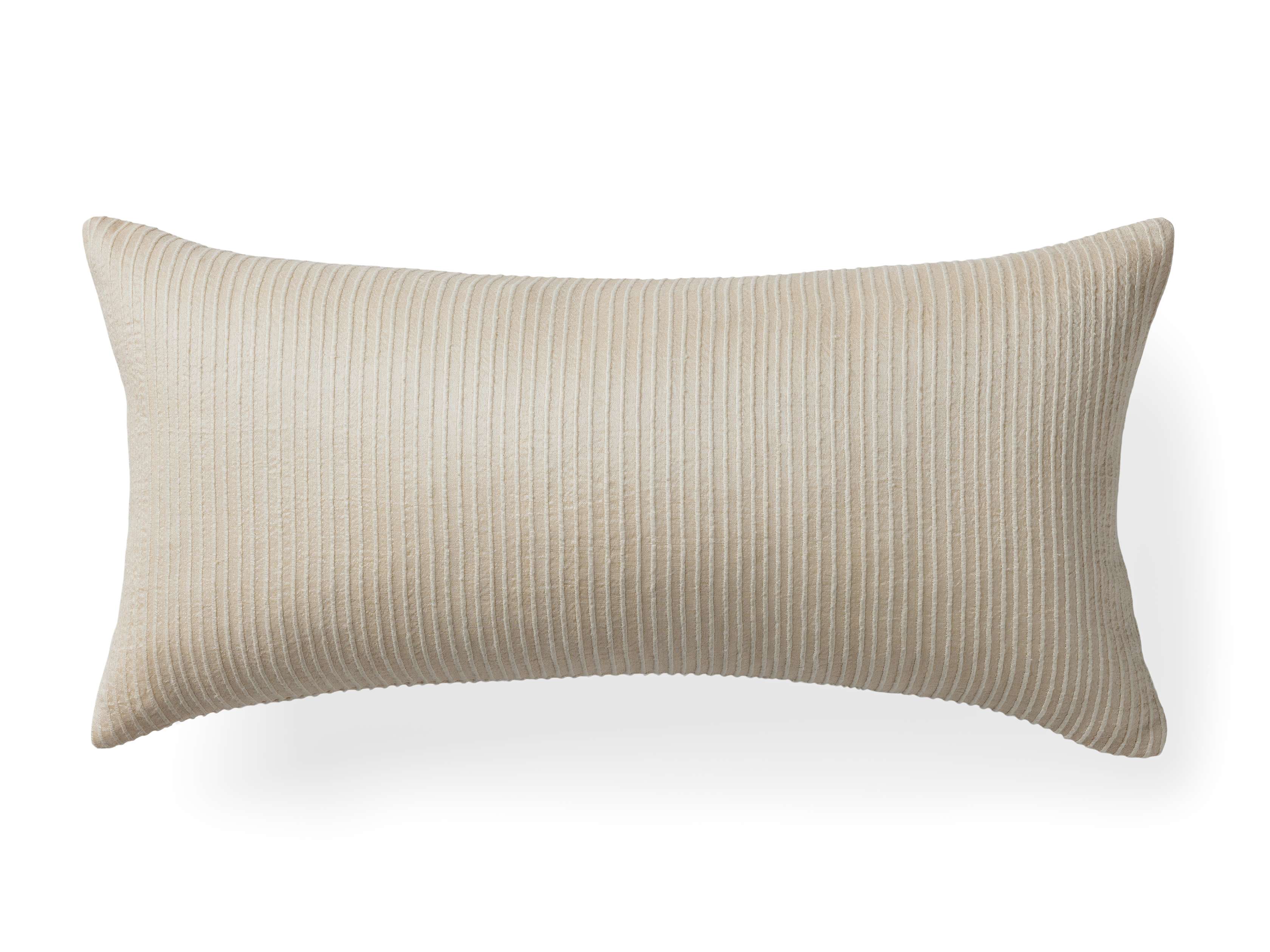 Raw Silk Ribbed Lumbar Pillow Cover in Cashmere