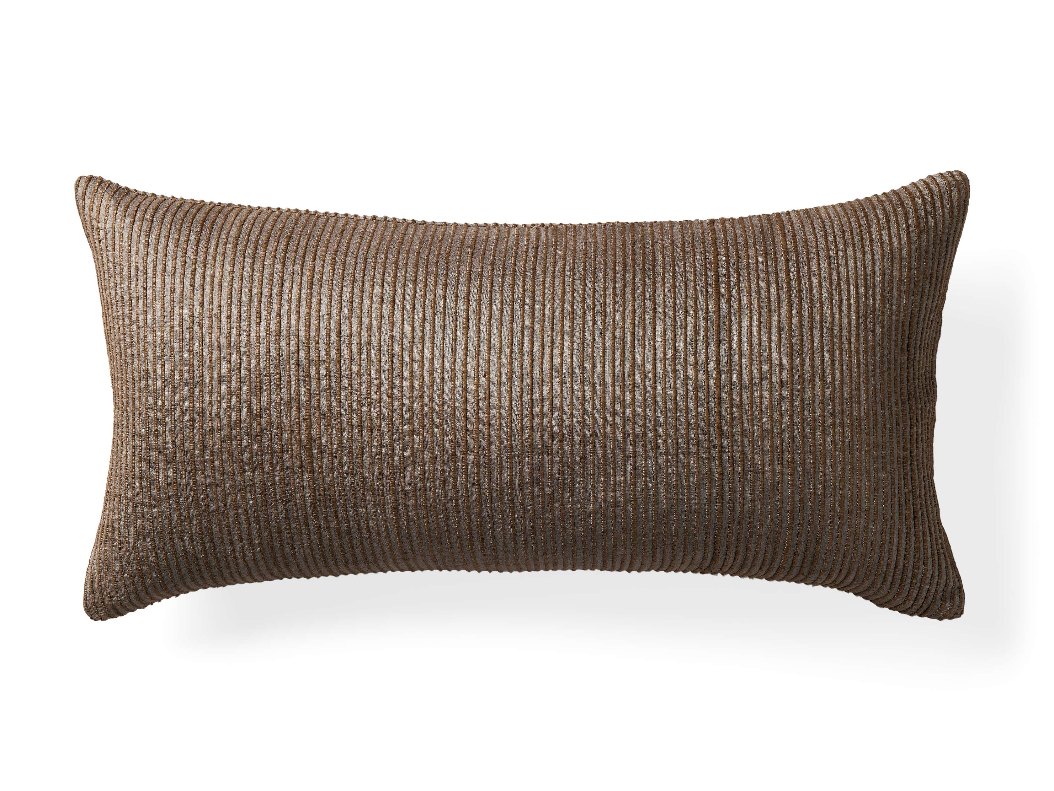 Raw Silk Ribbed Lumbar Pillow Cover