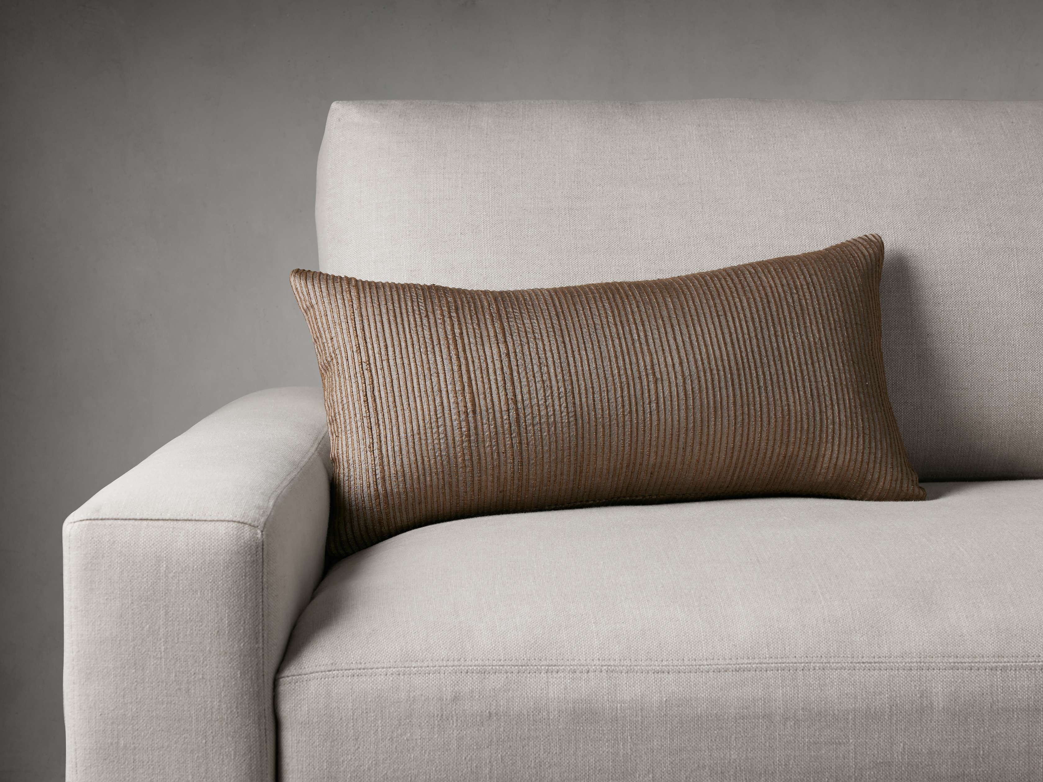 Raw Silk Ribbed Lumbar Pillow Cover